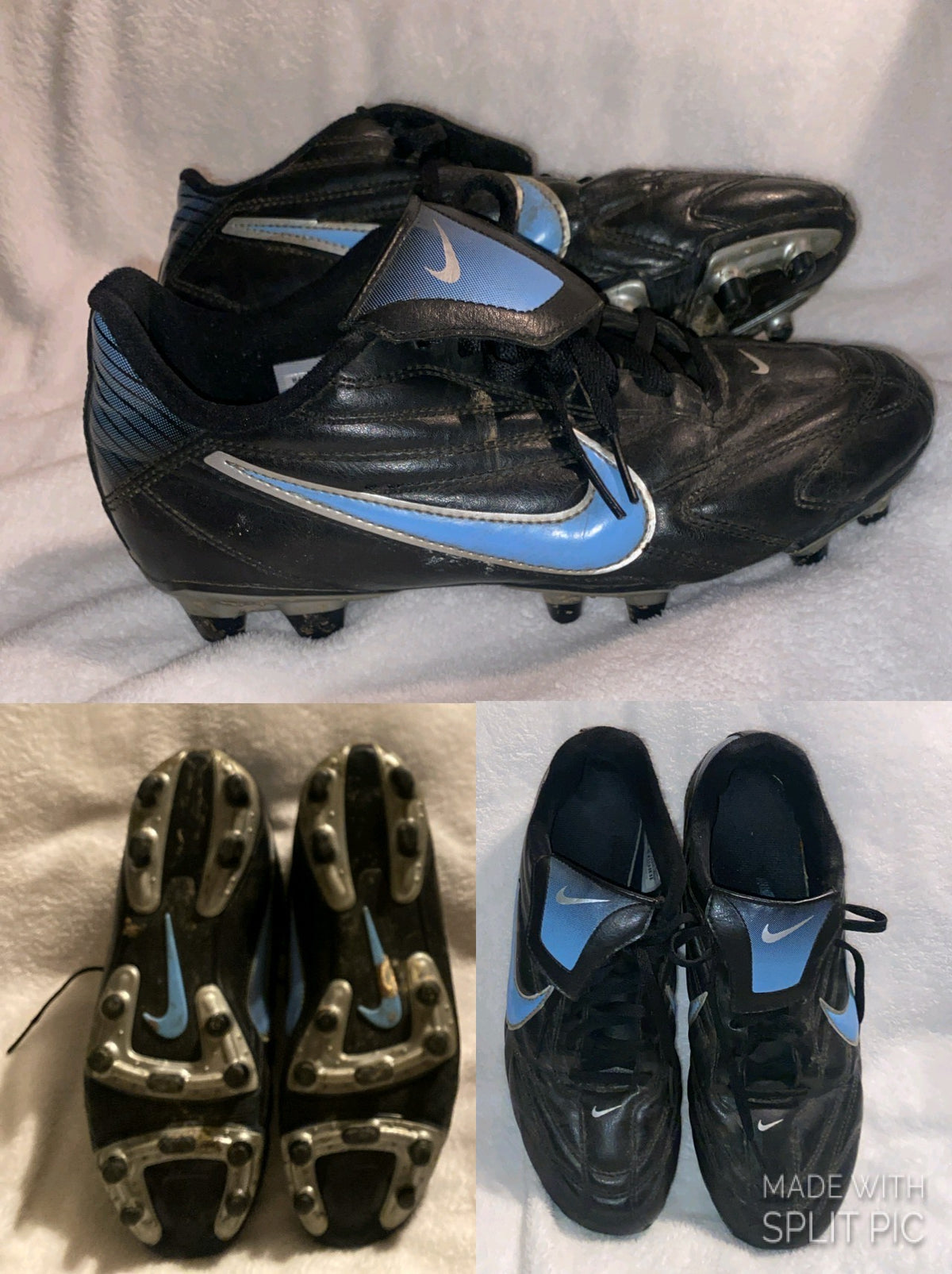 Nike black w blue logo Outdoor soccer shoes Men - size Shoes - Adult 7 1/2