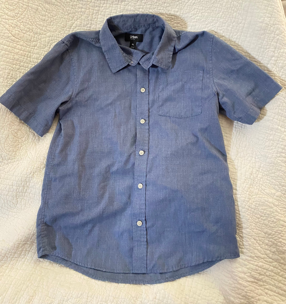 Urban pipeline blue Button up short sleeve - size Youth - 14 (XL)