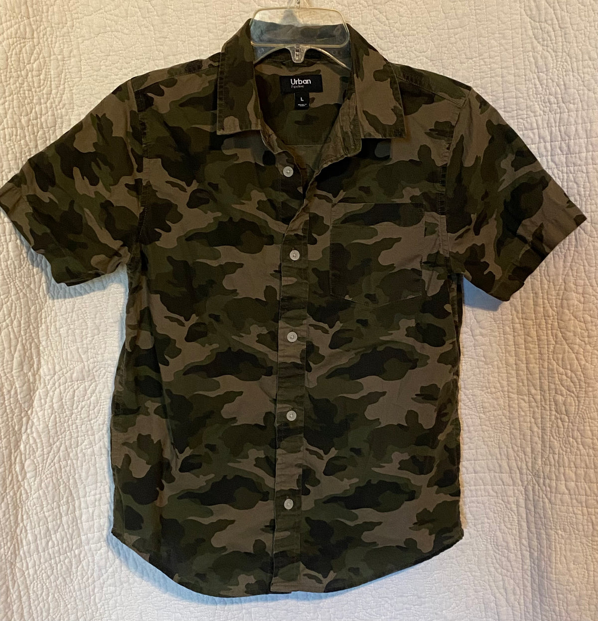 Urban pipeline army Green camouflage shirt - size Youth - 12 (L)