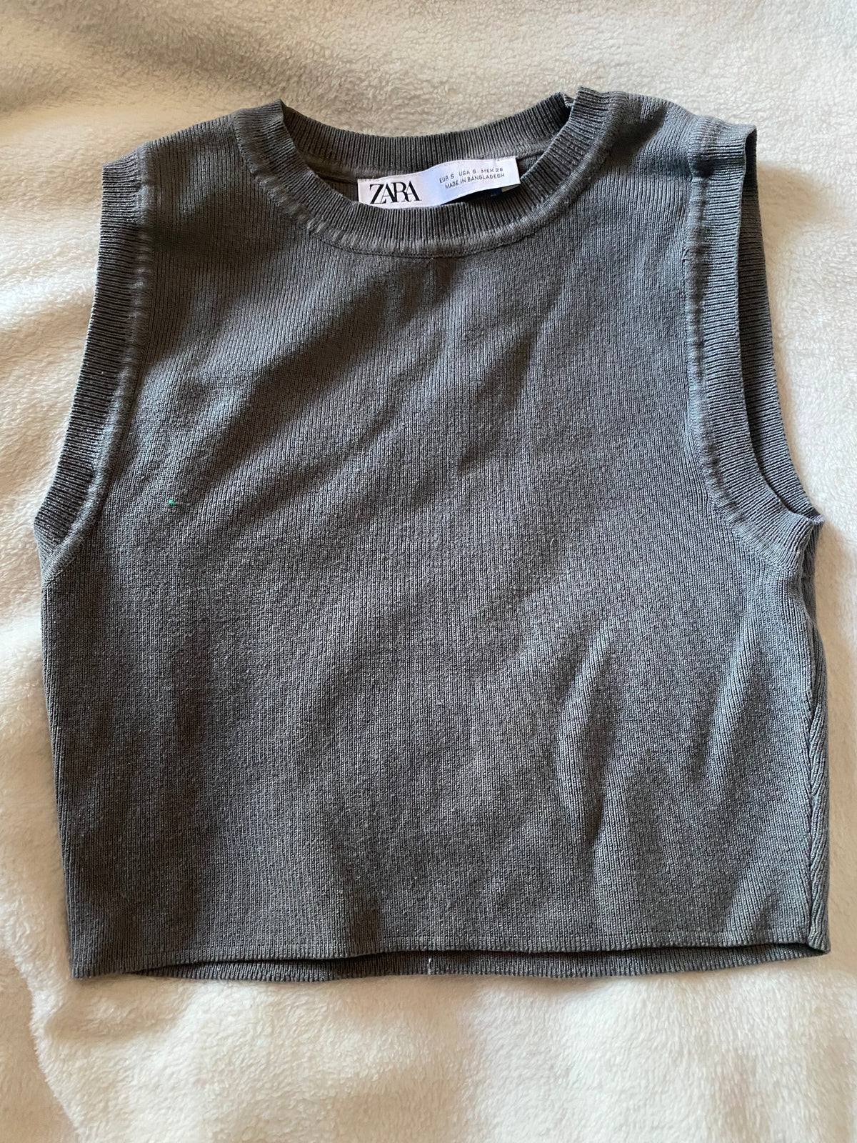 ZARA grey tight short Sleeveless crop top - size Junior - S (3/5)