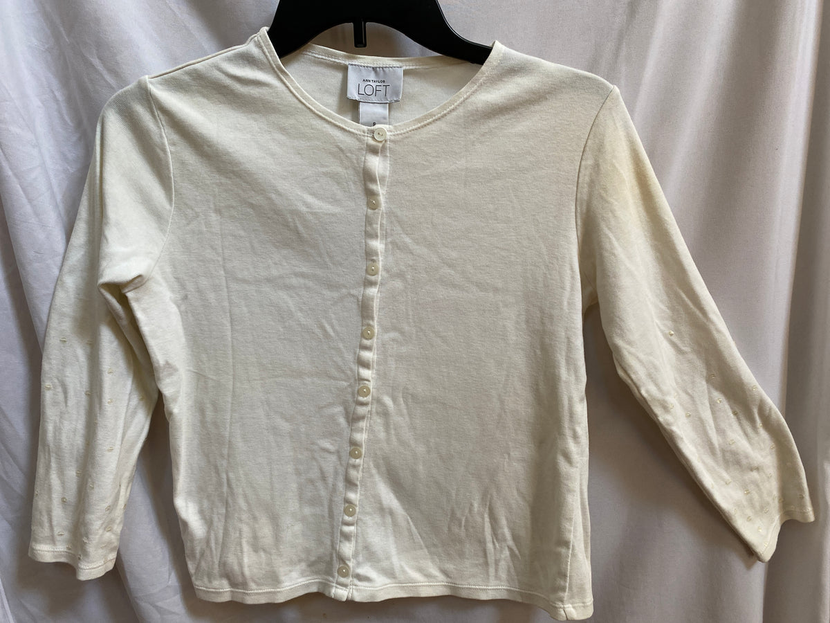 Ann Taylor loft off White w sequins sleeves - size Junior - S (3/5)
