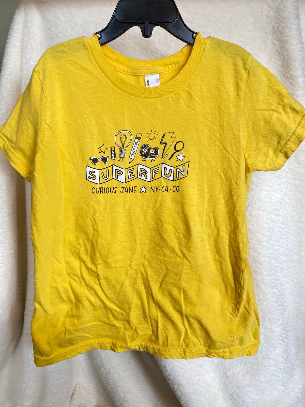 (Play) Yellow super fun Curious jane t shirt - size Youth - 6 (S)