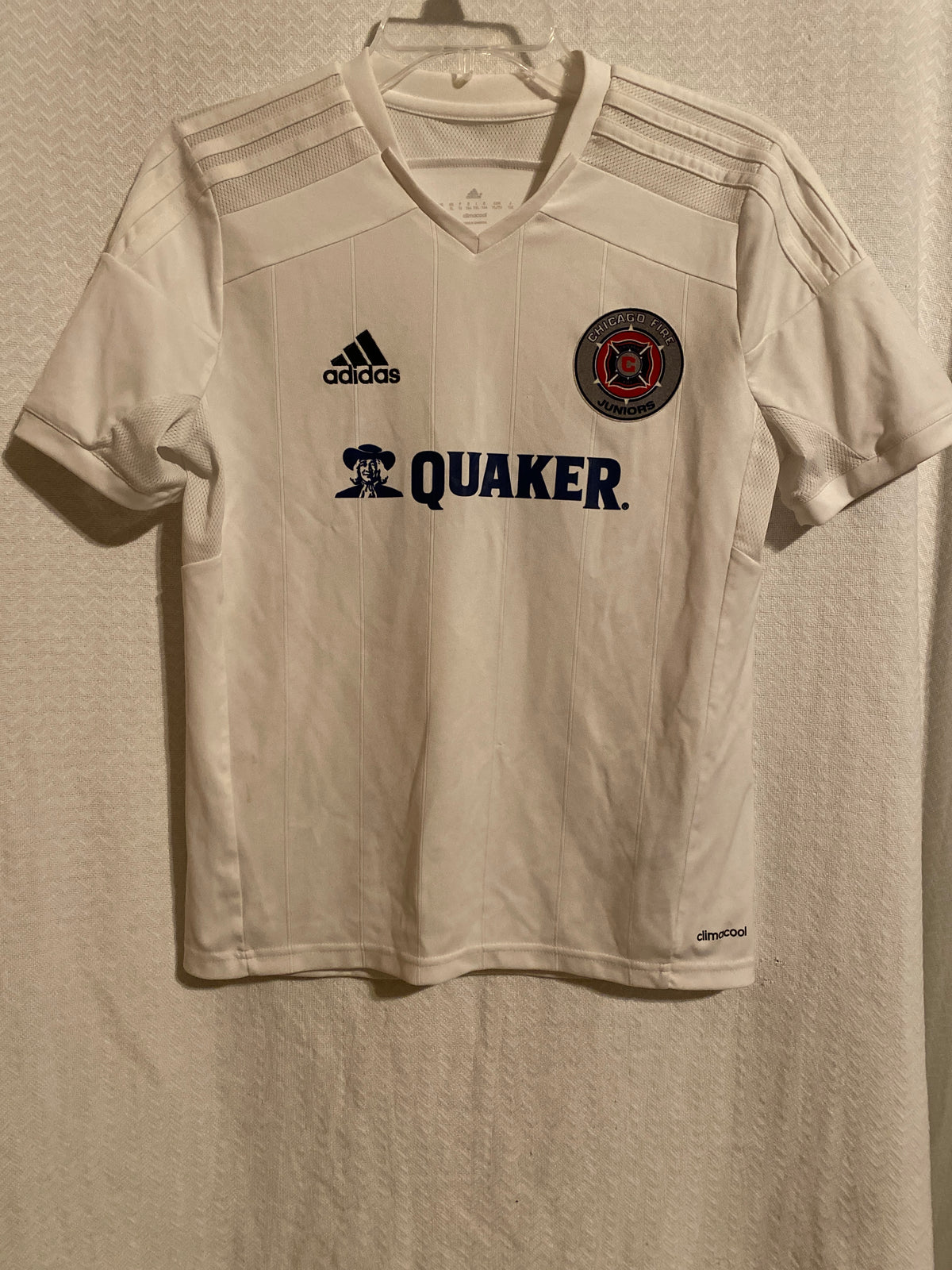 Adidas white Chicago Fire soccer shirt with - size Youth - 14 (XL)