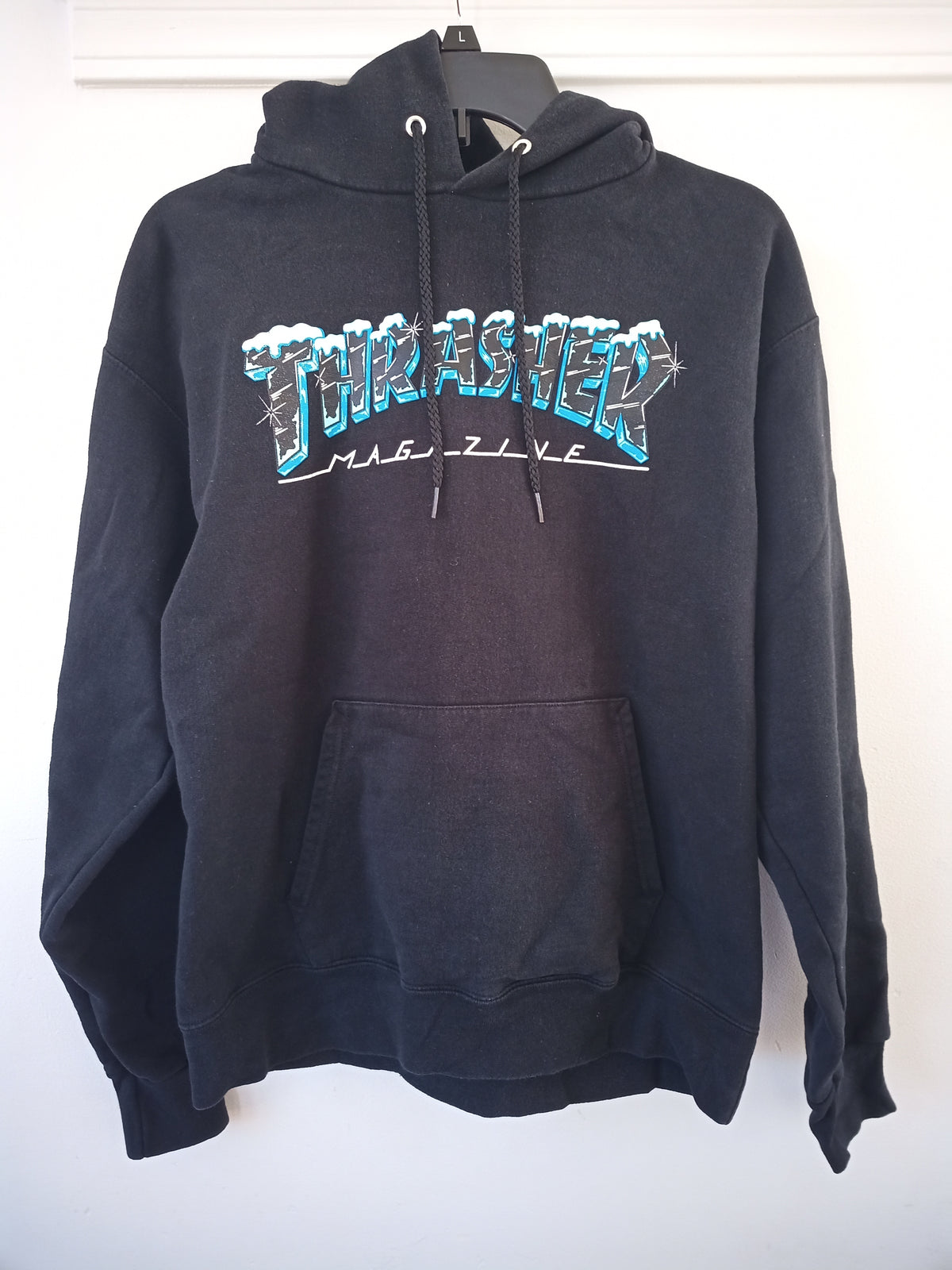 LS Pullover hoodie- GUC Thrasher Magazine, black - size Teen/Men - S (29-31)