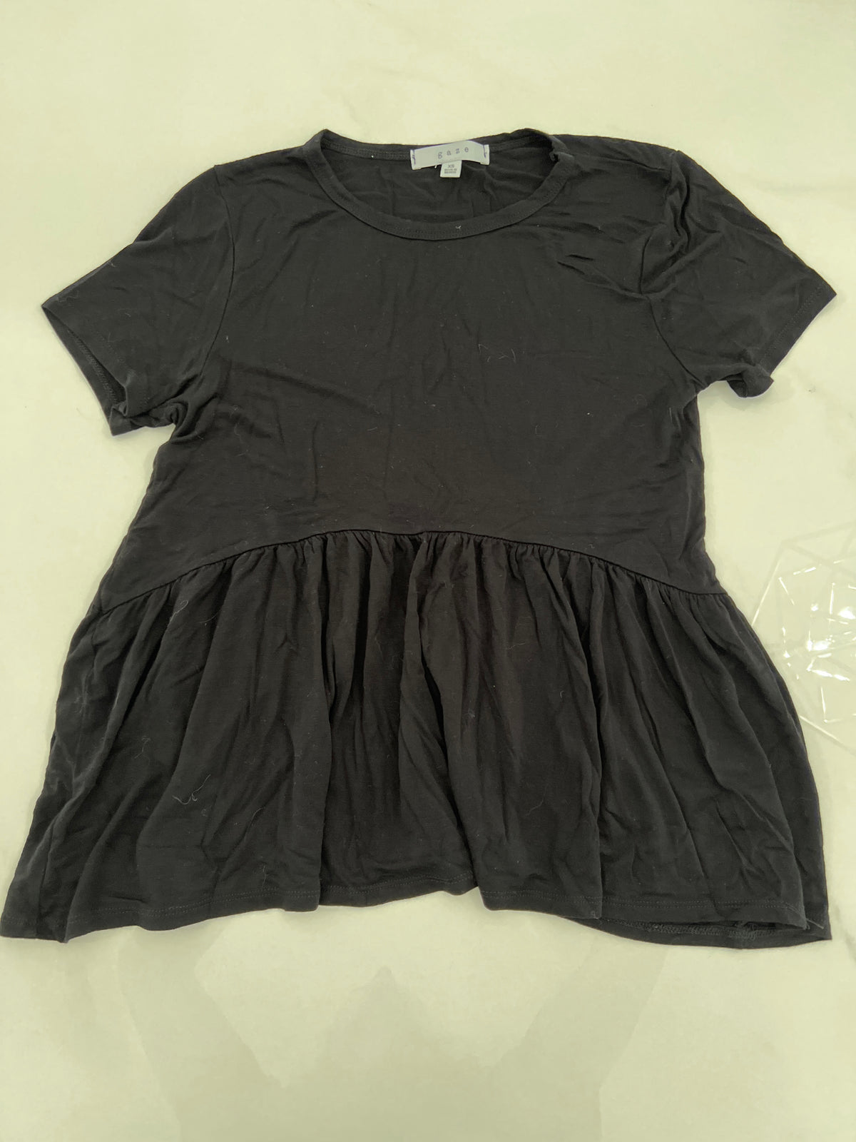 Gaze black peplum top SzXS strtchy EUC - size Junior - XS (0/1)