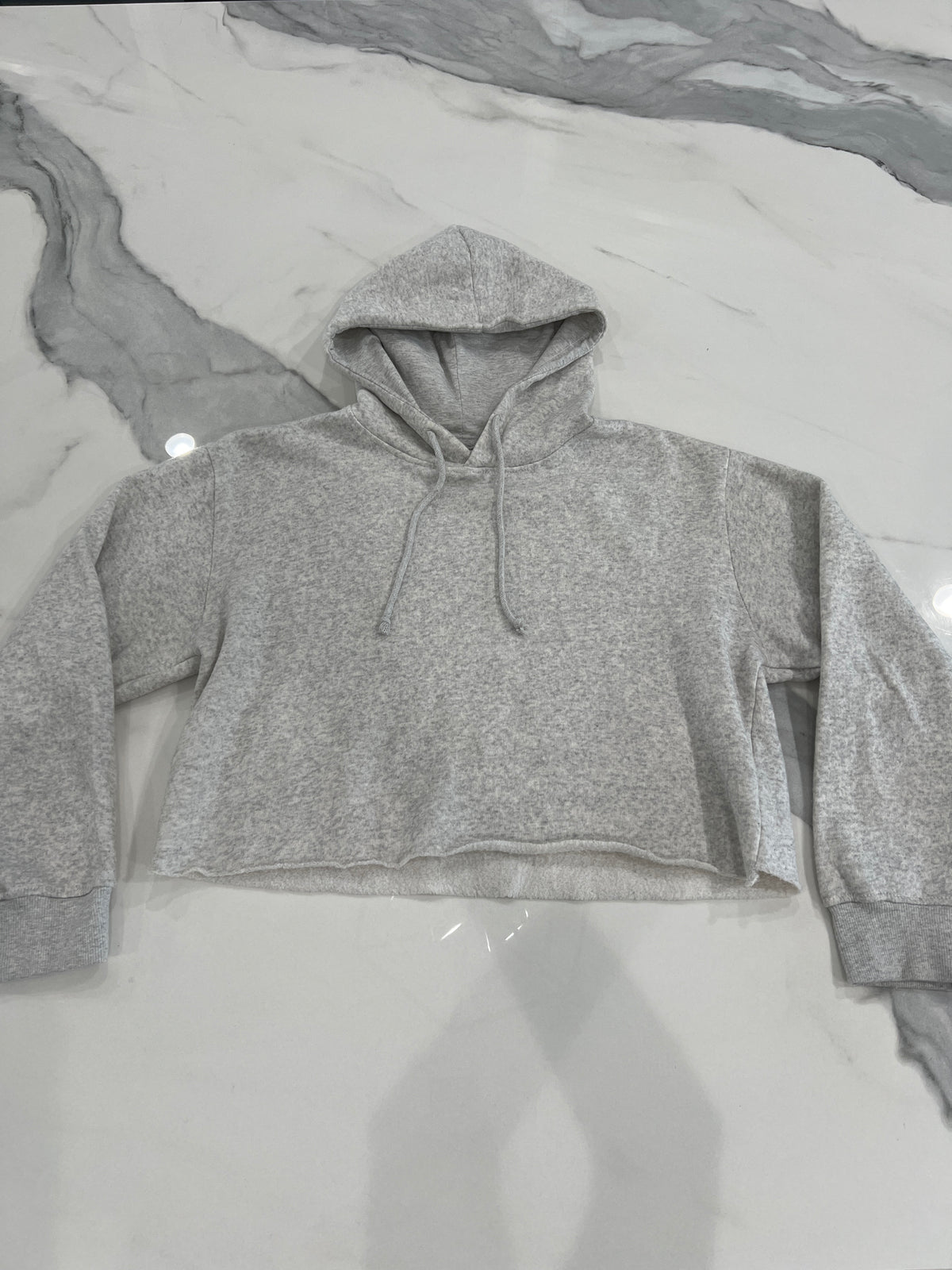J.O & Co szM hoodie Lt heather gray cropped - size Junior - M (7/9)