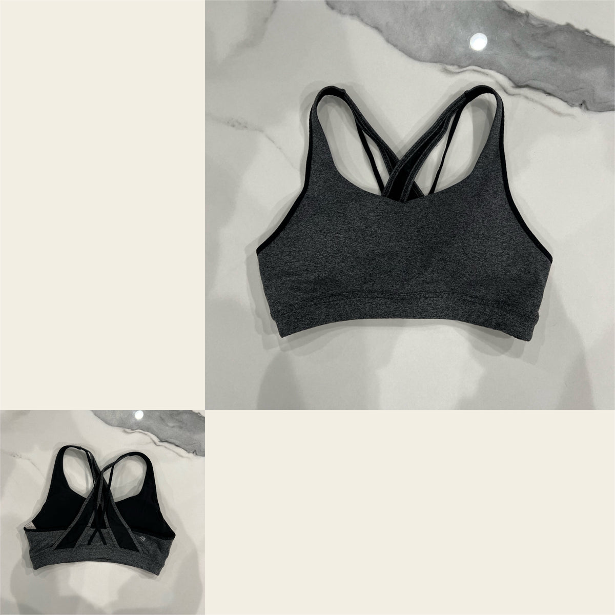 Athleta Transcend sports Bra szS hthr gray/blk - size Junior - S (3/5)