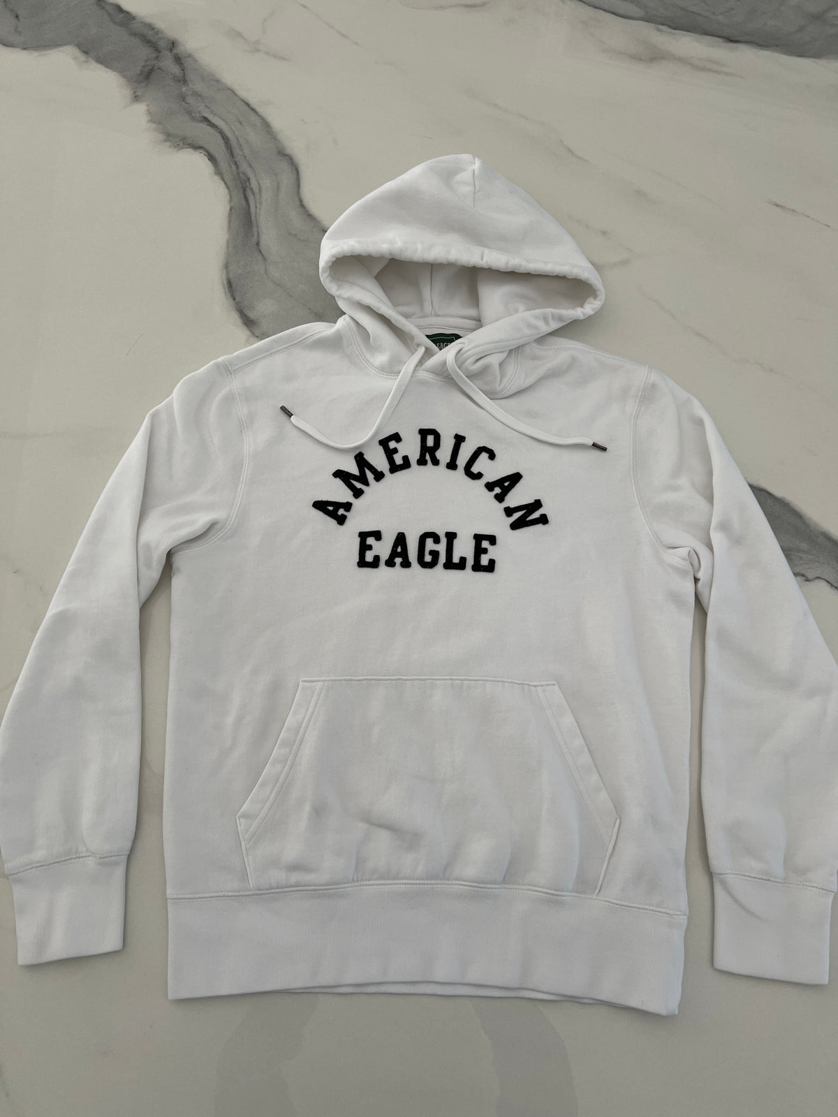 American eagle hoodie SzXS wht/blk applique - size Teen/Men - XS (26-28)