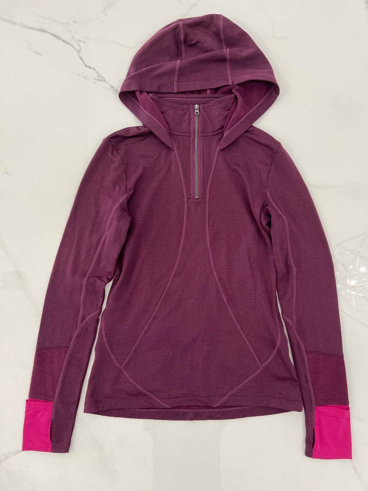 Mondetta LS hooded top Wine/magenta 1/4zip VGUC - size Women - S (4/6)