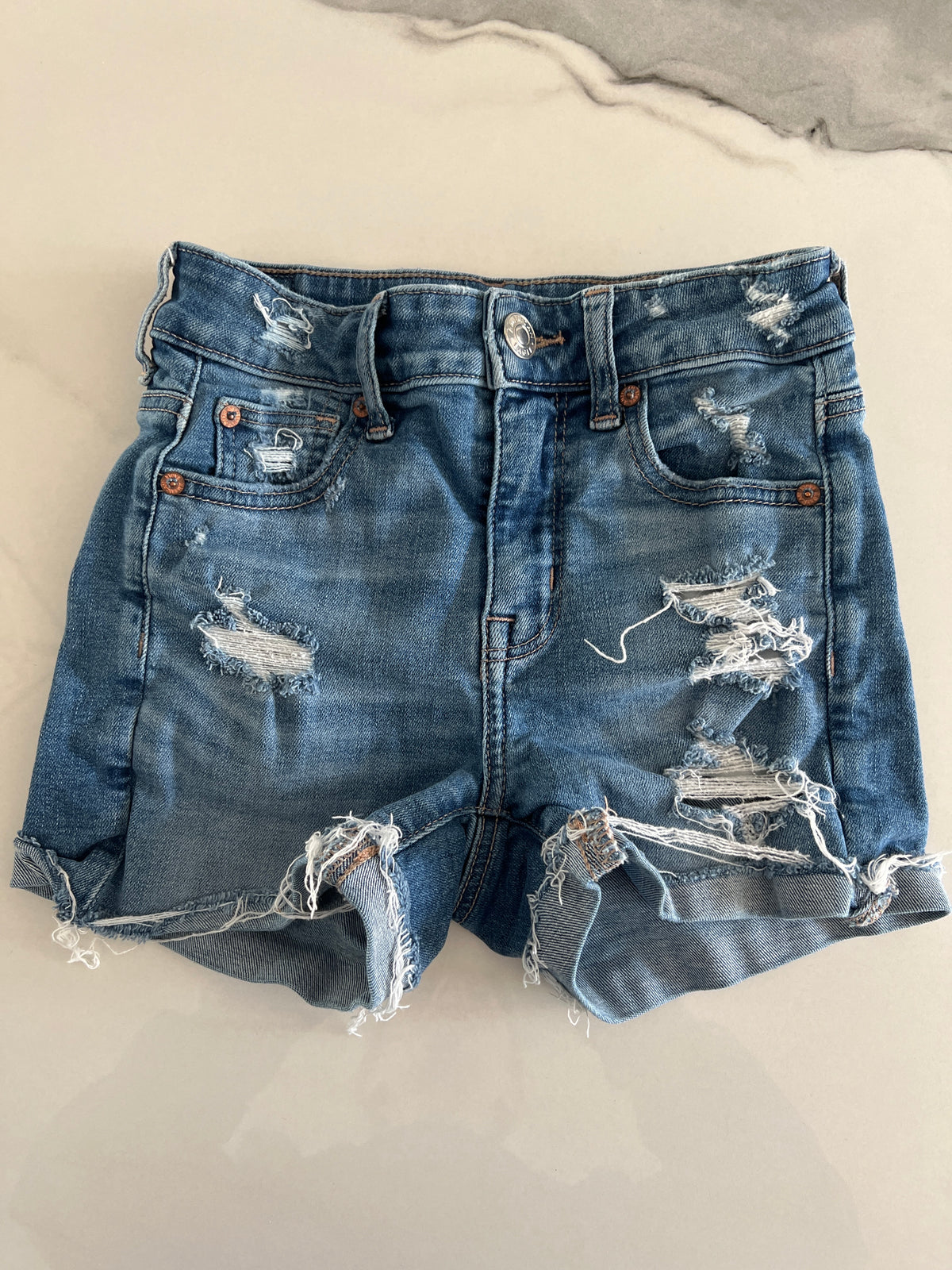 American eagle 000 jean Shorts strtch Med wash - size Junior - XS (0/1)