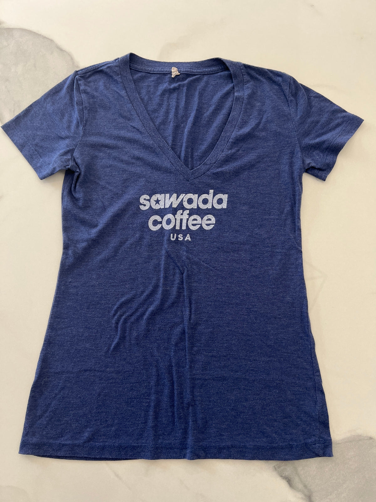 Blue v-neck SS shirt Sawada coffee 15C - size Women - XS (0/2)