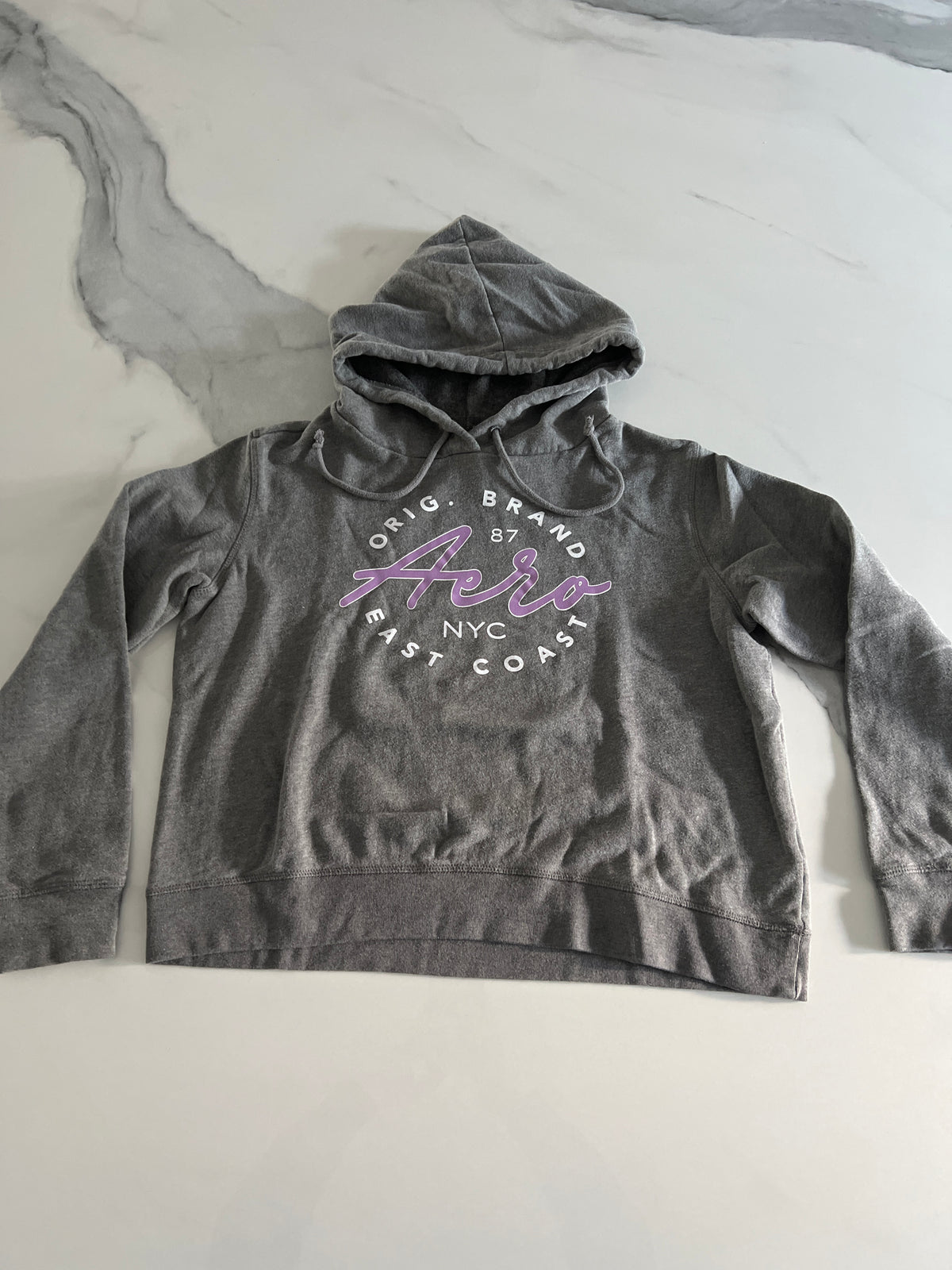 Aero hoodie szS Gray purple wht VGUC - size Junior - S (3/5)