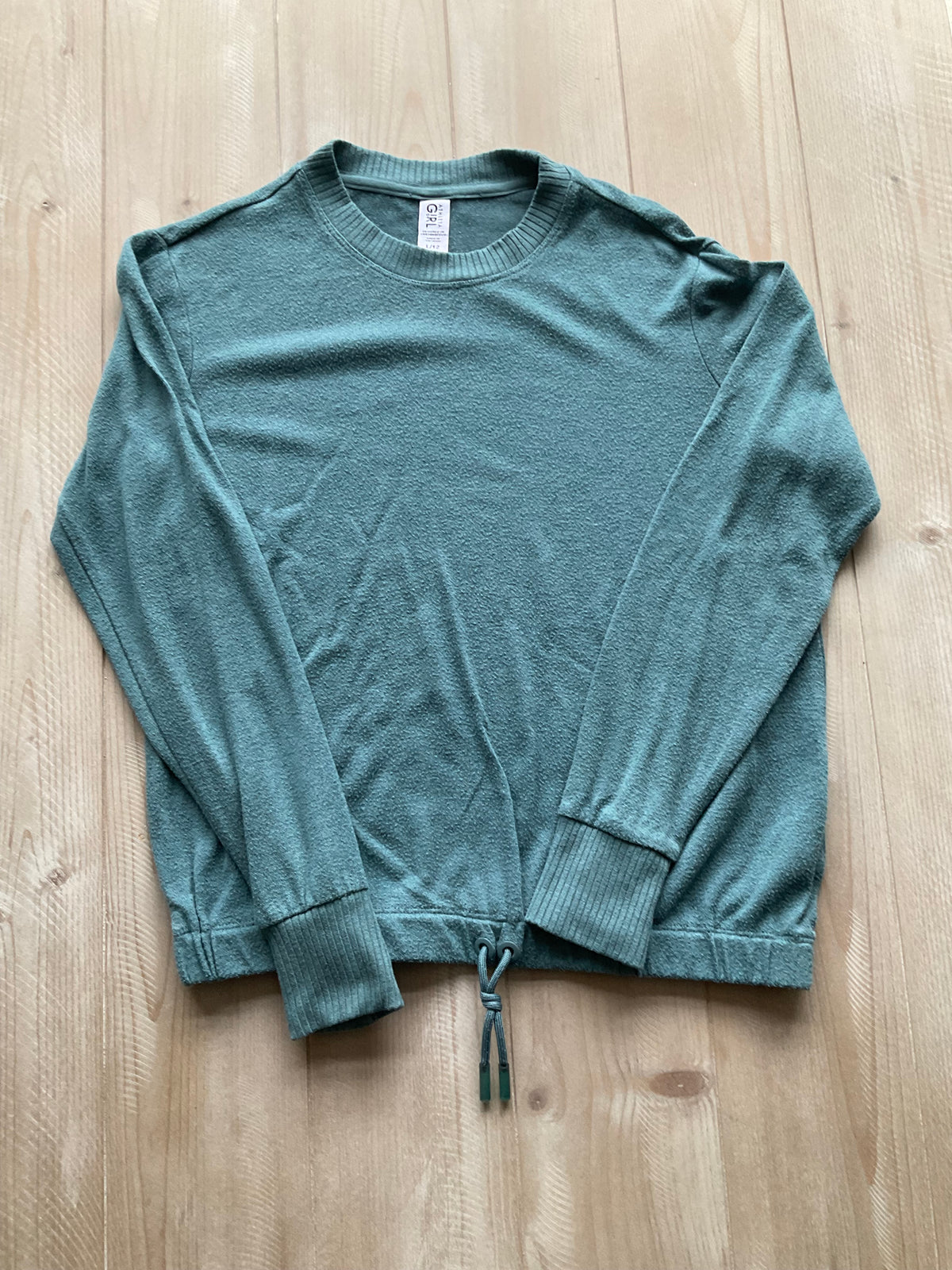 ATHLETA GIRL TOP TURQUOISE -DRAWSTRING - size Youth - 12 (L)