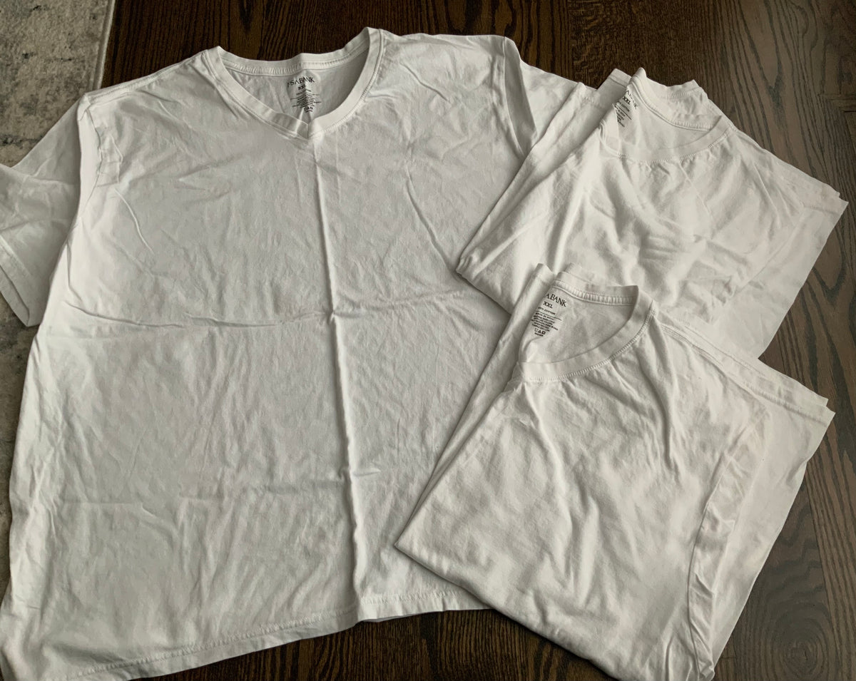 JoS.A.Bank 3 white v-neck t-shirts - size Teen/Men - XXL (44-46)