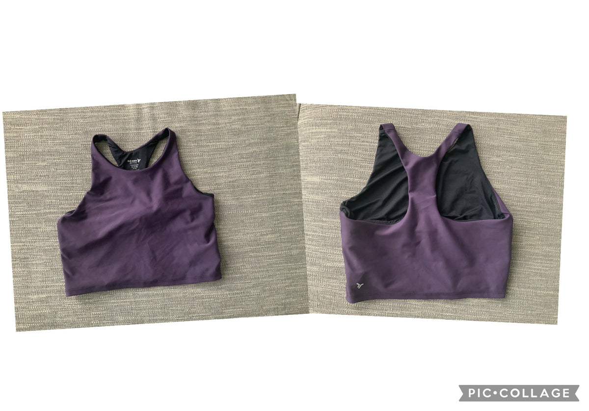 old navy active purple black crop sports bra - size Youth - 14 (XL)