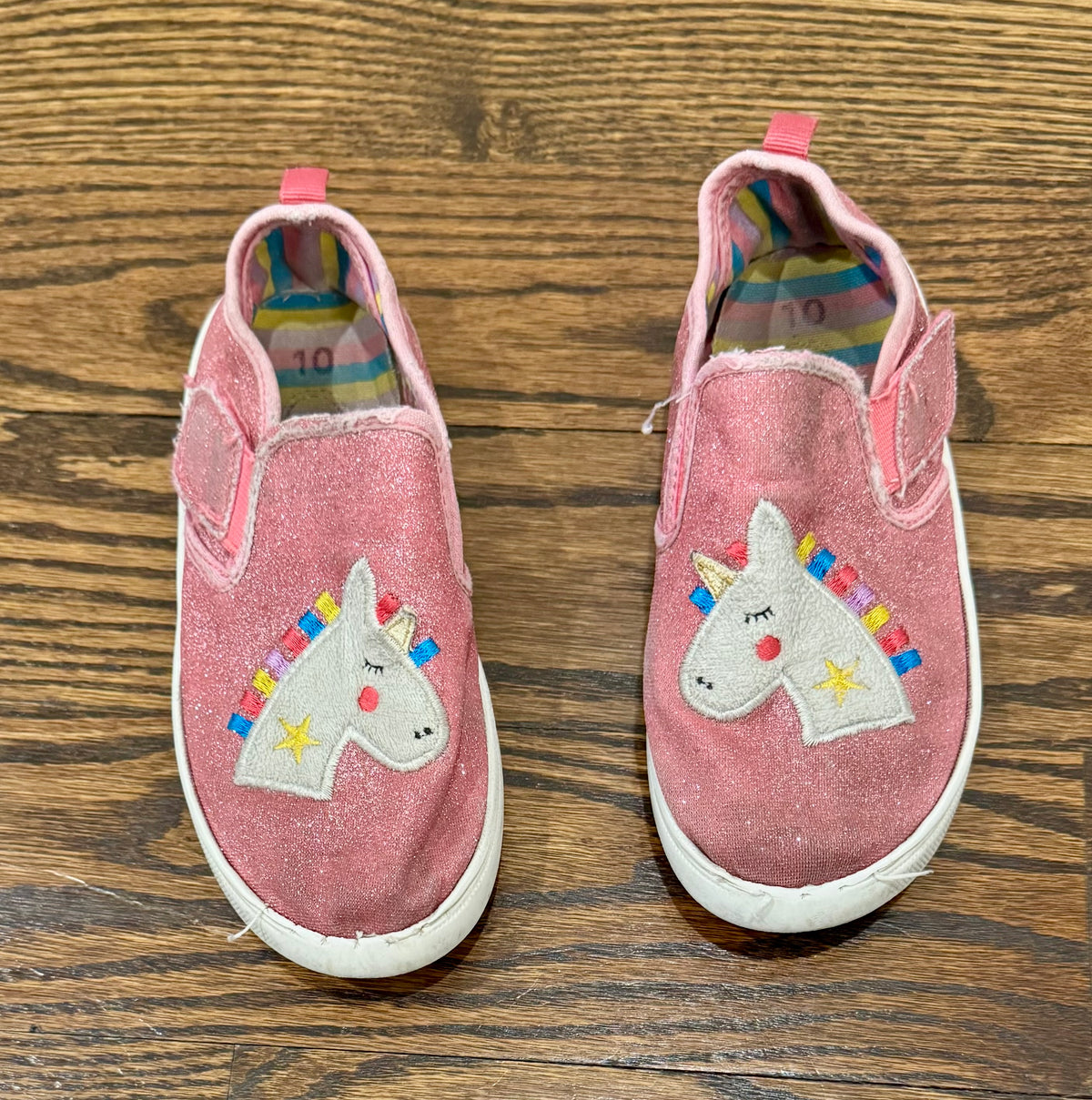 Size 10 pink unicorn slip on gym shoes - size Shoes - Toddler 10