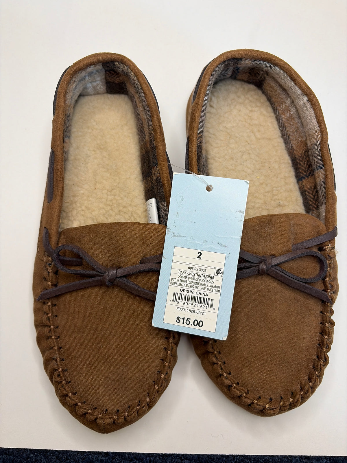 Cat & Jack NWT brown Moccasin style slipper - size Shoes - Kids 2