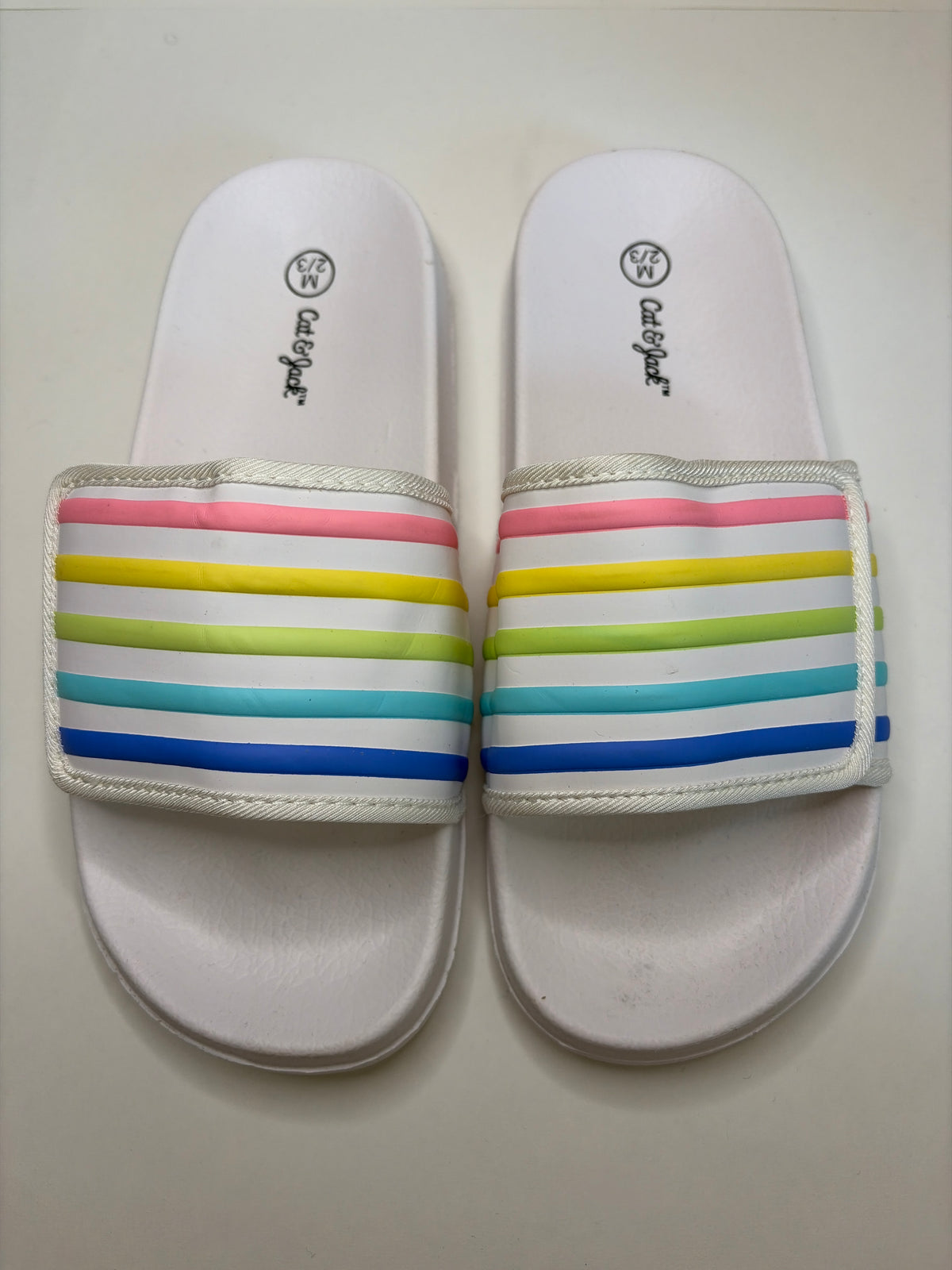 Cat & Jack rainbow slide sandals like new Sz 2/3 - size Shoes - Kids 2