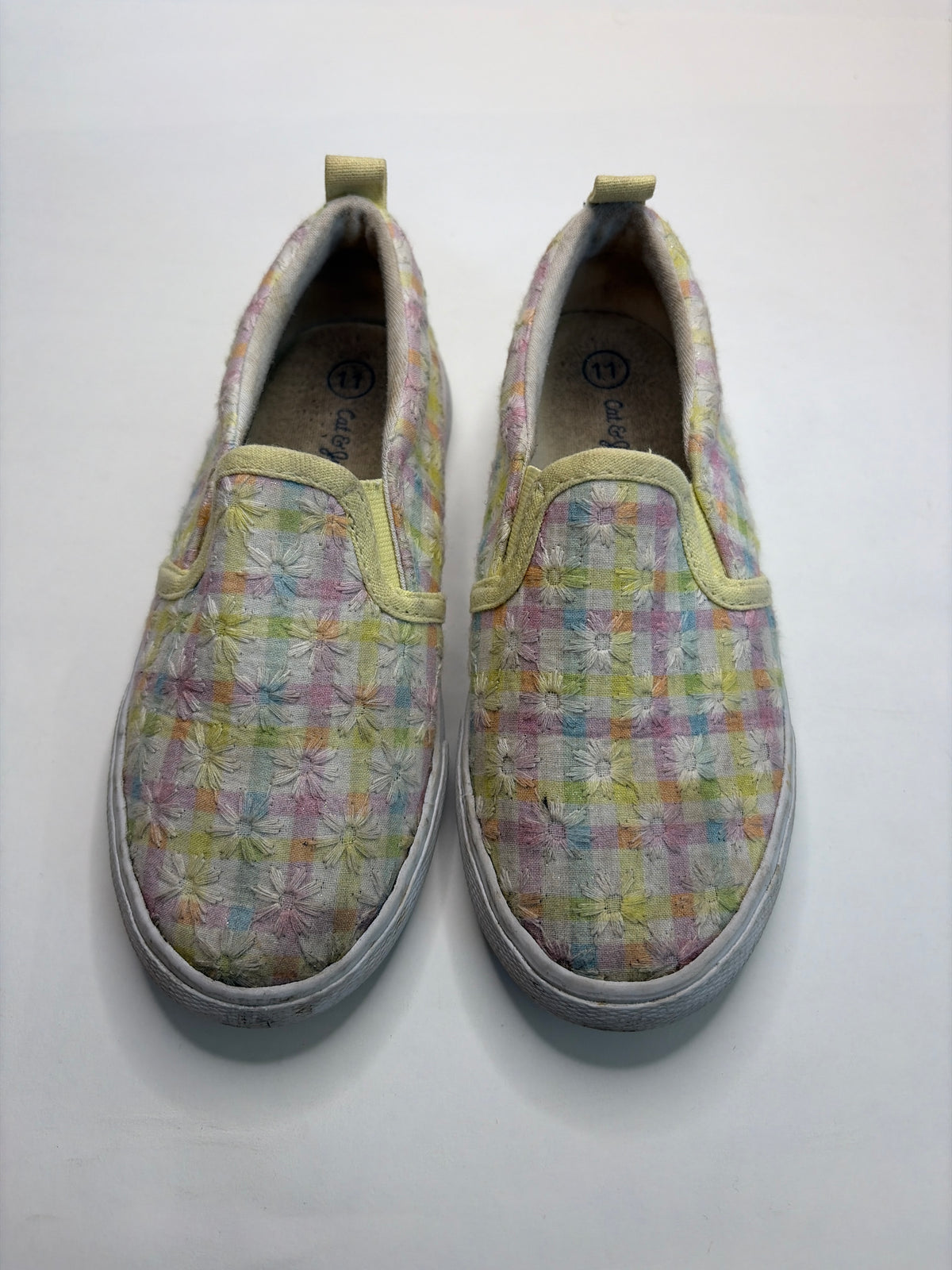 Cat & Jack pastel floral Gingham slip on sneaker - size Shoes - Toddler 11