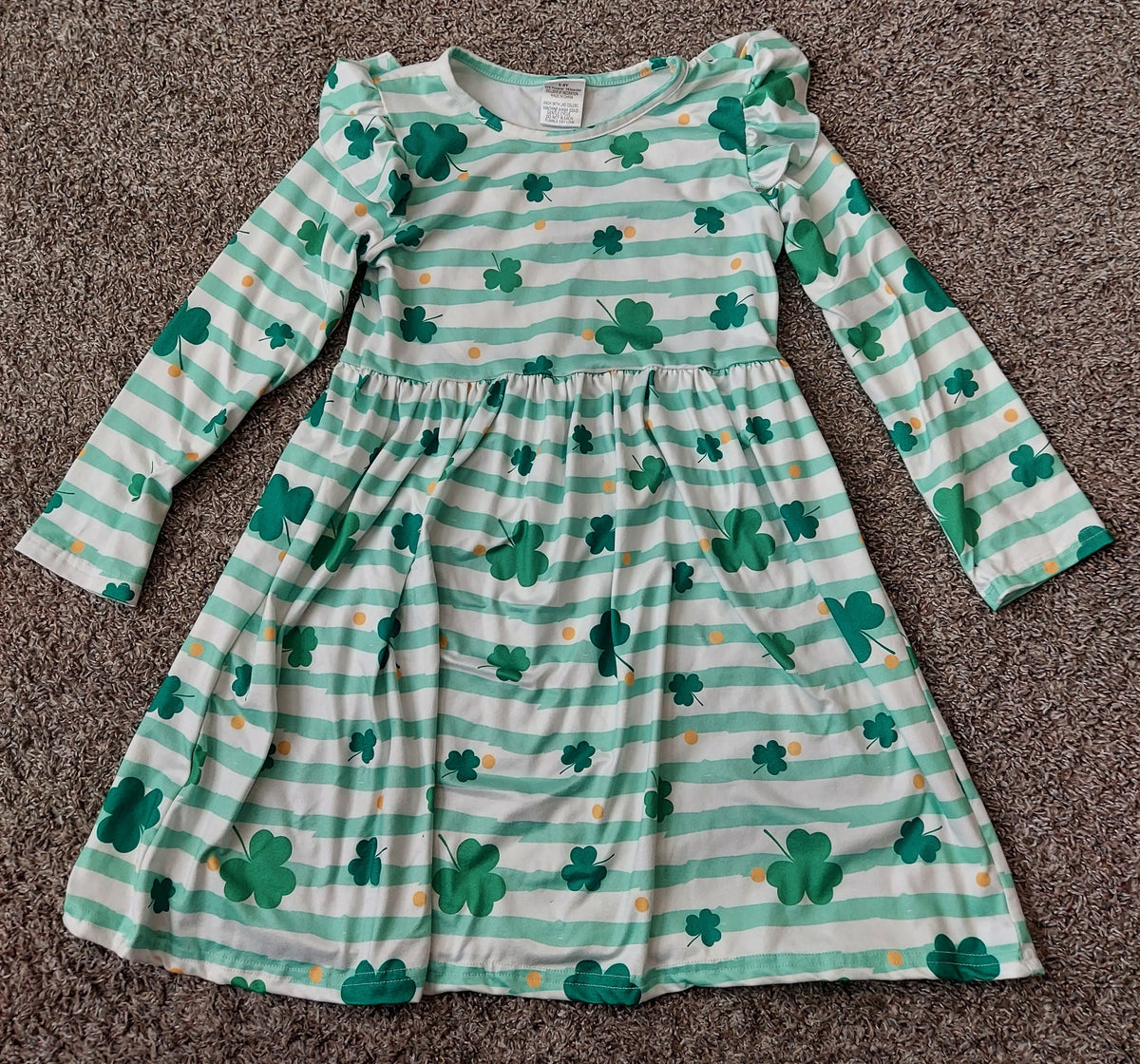 L/S Green Shamrock Dress St. Patrick's Day 2 of 2 - size Youth - 5 (XS)