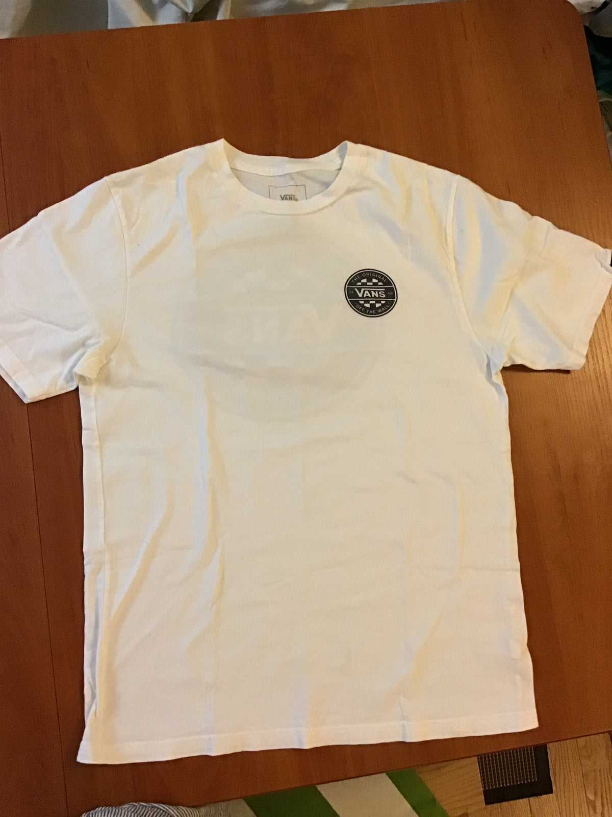 VANS white shirt 100% cotton big logo on - size Youth - 12 (L)