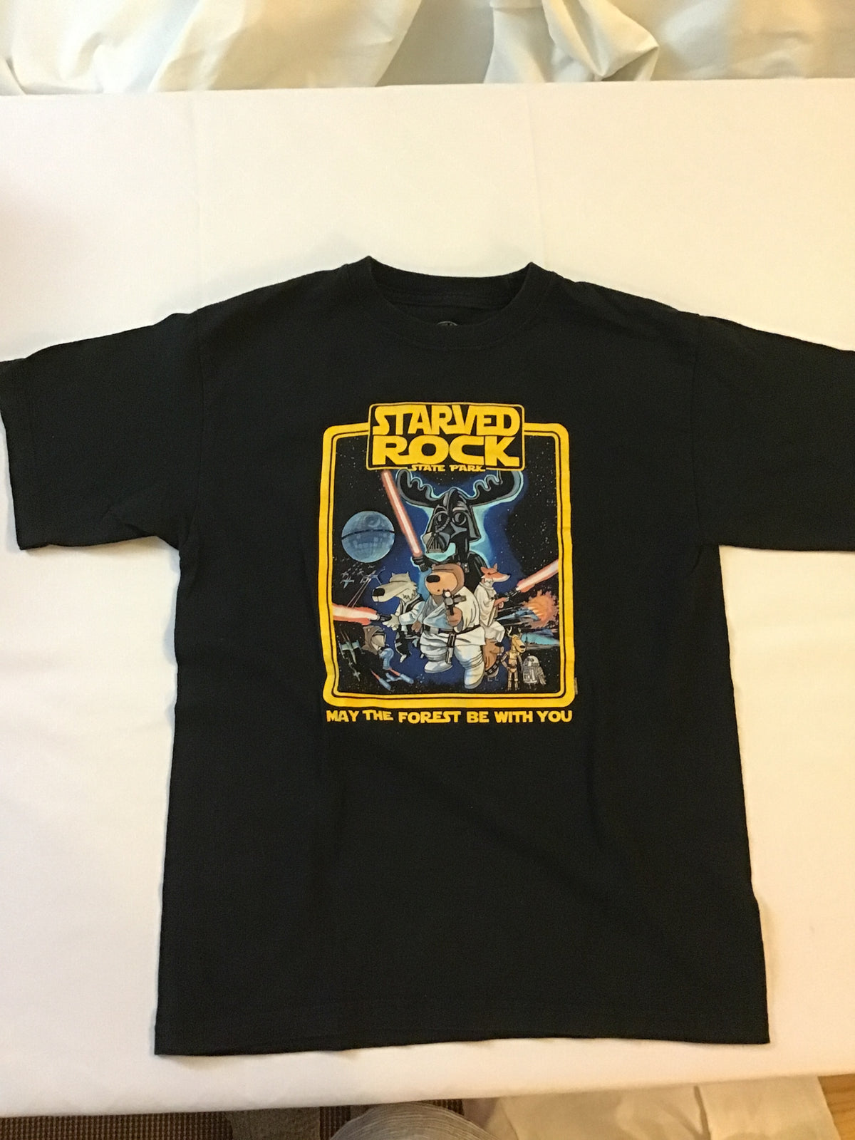 Starved rock state park Black shirt 100%cotton - size Youth - 12 (L)