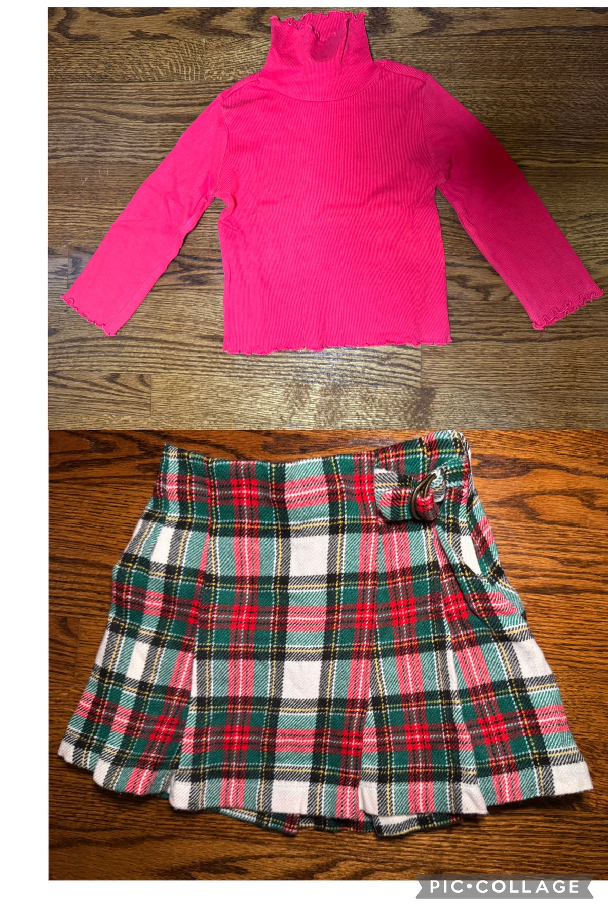 Circo red turtleneck & Carters wool plaid skirt - size Toddler - 4T