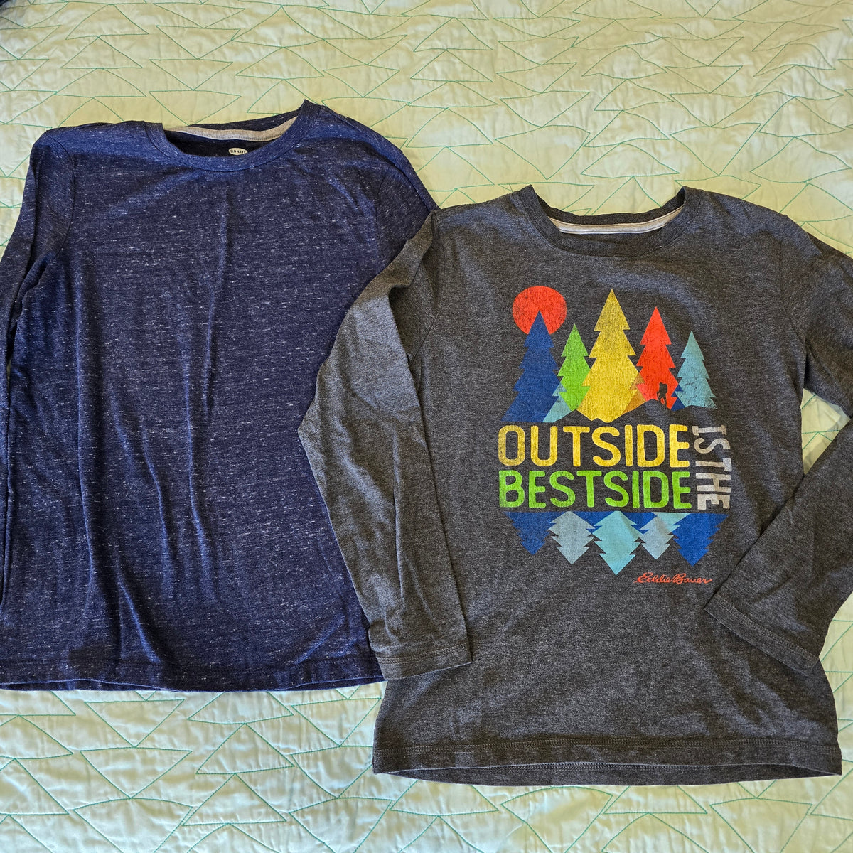 Outside/Navy LS lot, 2pcs, both 10/12 - size Youth - 10 (L)