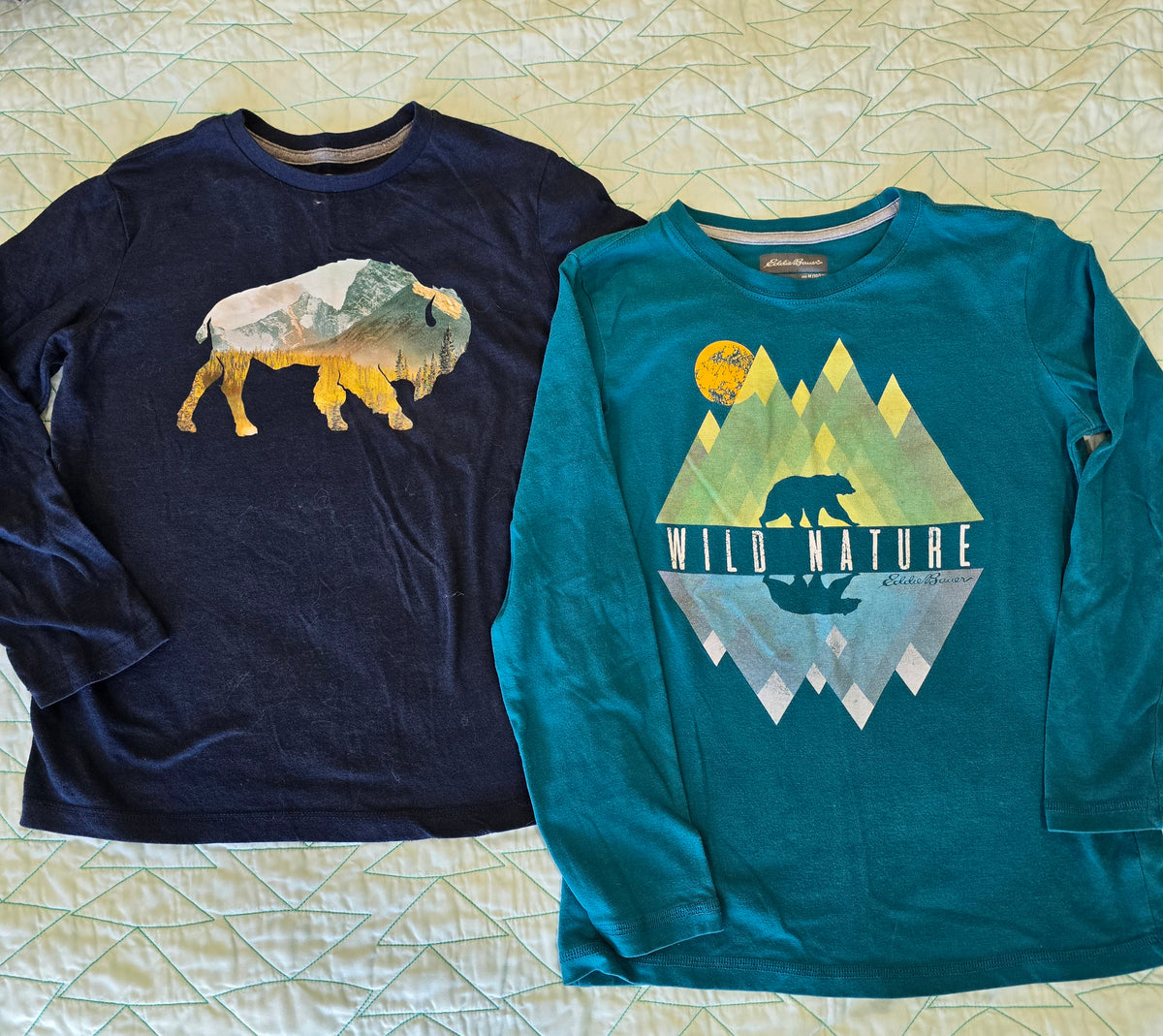 Nature/buffalo LS lot, 2pc, both 10/12, - size Youth - 10 (L)
