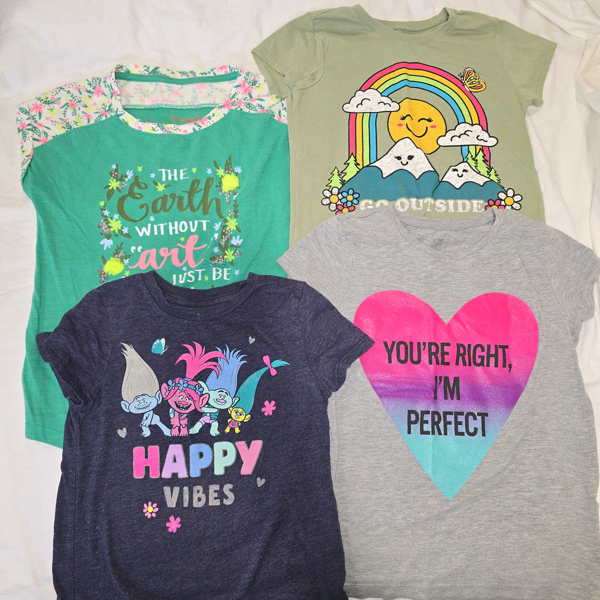 troll/earth/nature/heart tshirt lot, 4pcs, sz 7 & - size Youth - 7 (S)