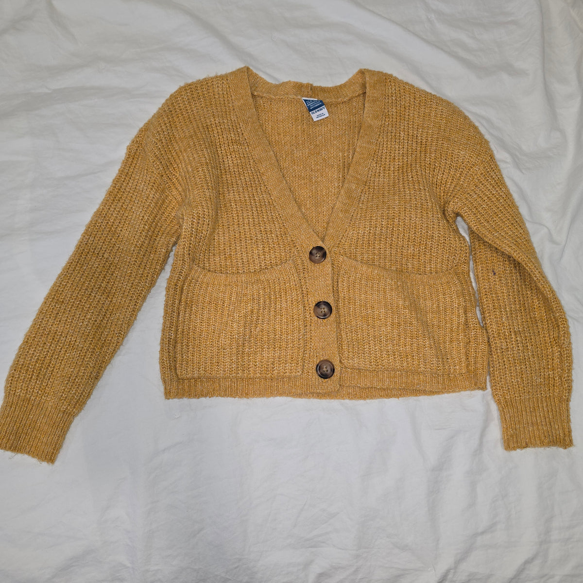 Mustard button cardigan, Old Navy, Small, 6/7 - size Youth - 6 (S)