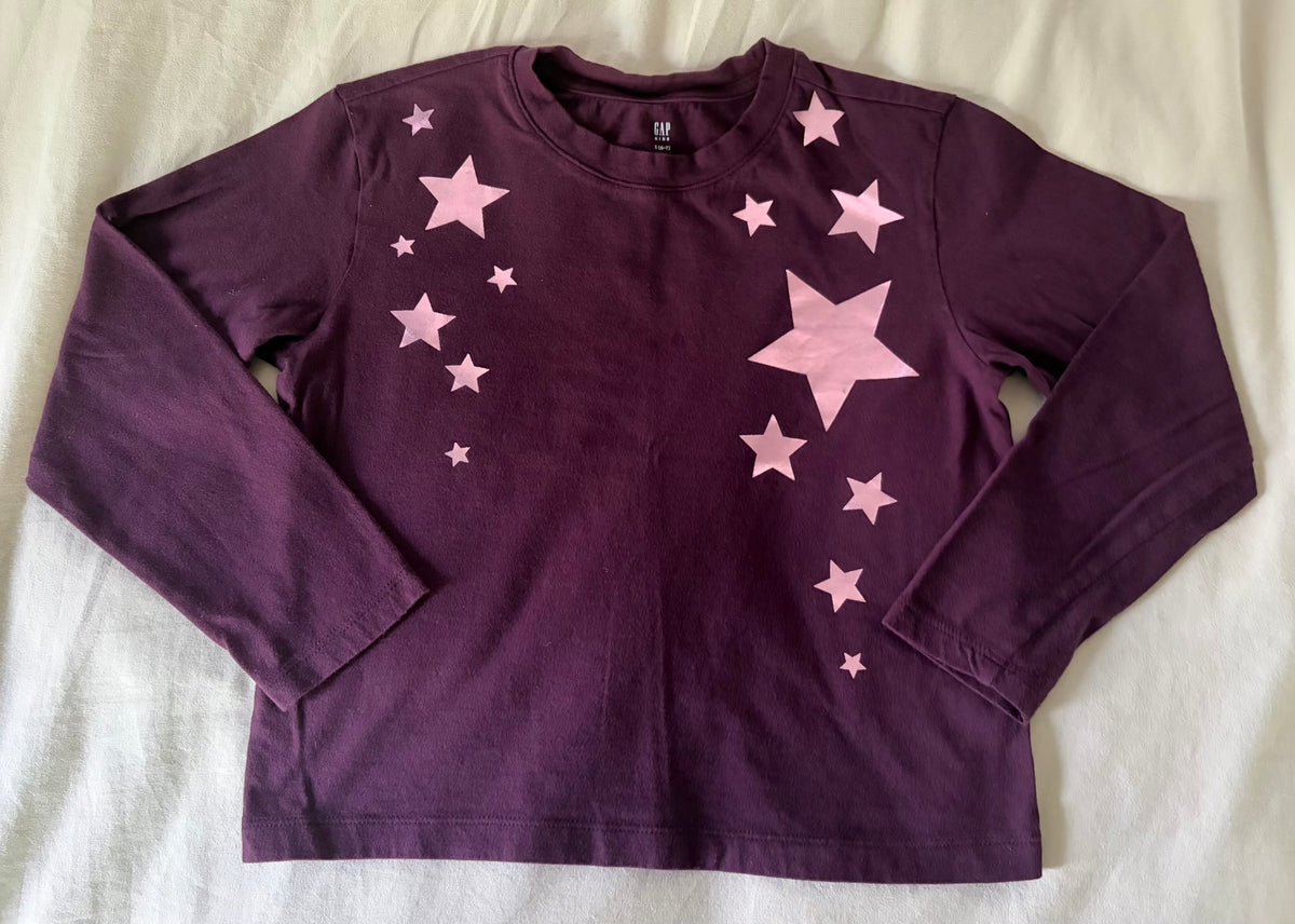 Metallic stars on dark purple L/S -GAPKids -EUC - size Youth - 6 (S)
