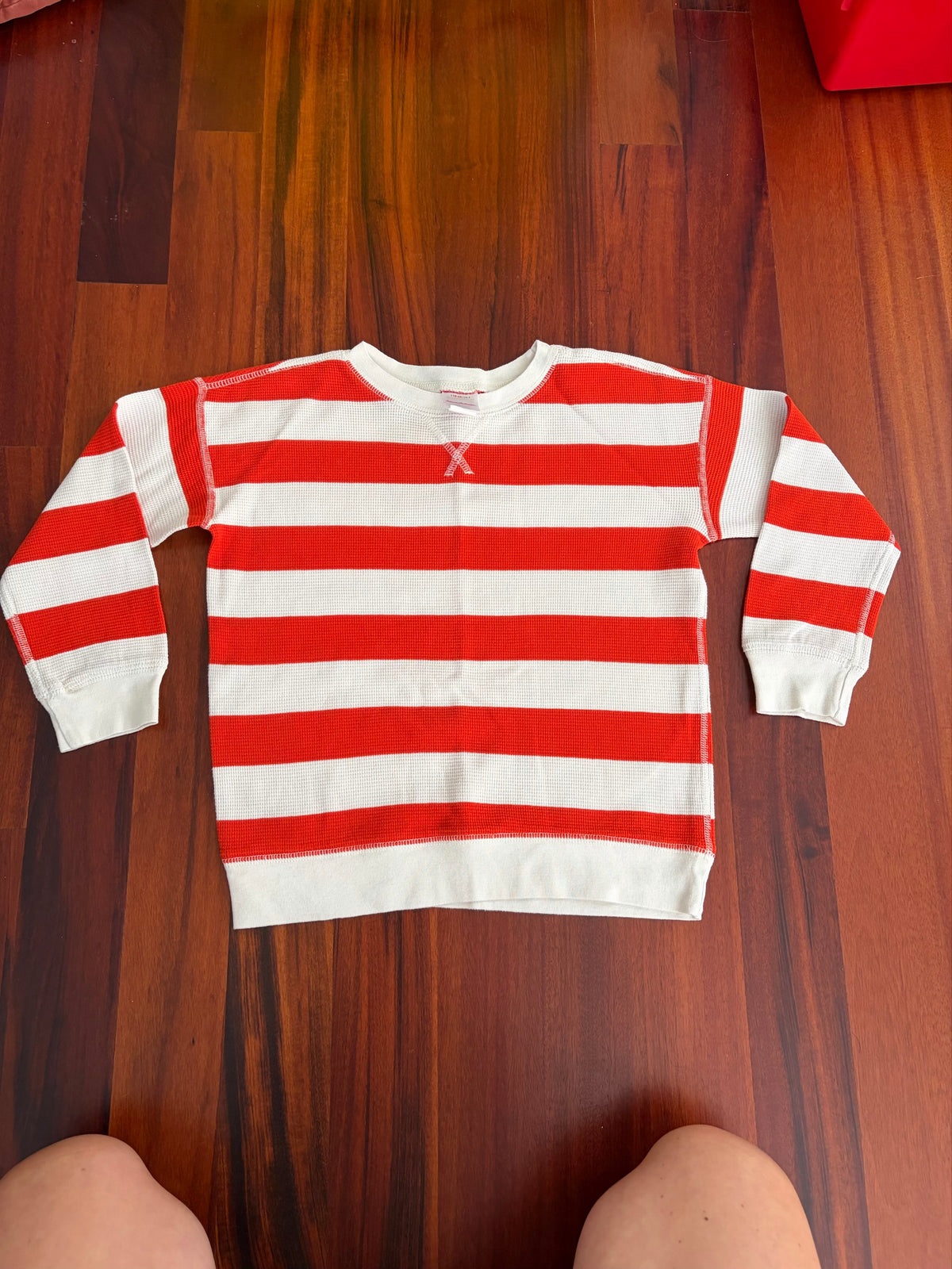 Hanna Andersson striped waffle-weave LS top EUC - size Youth - 5 (XS)