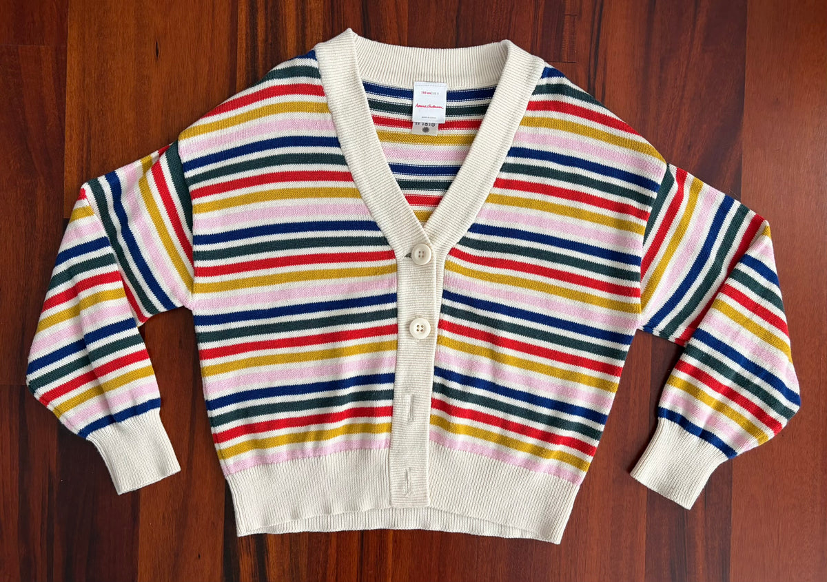 Ivory sweater w colorful stripes -Hanna Andersson - size Toddler - 5T