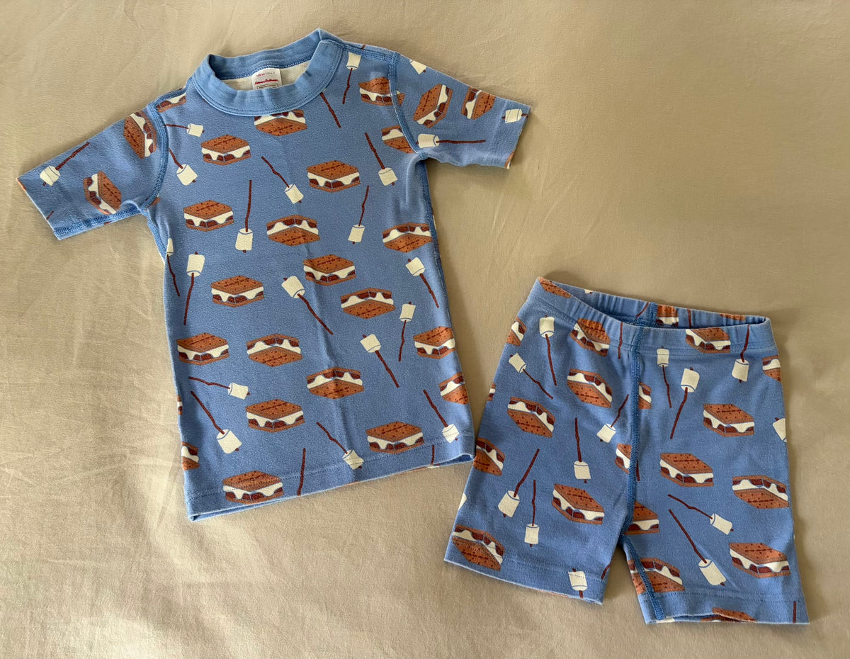 Hanna Andersson PJs - blue w smores - VGUC - size Youth - 6 (S)
