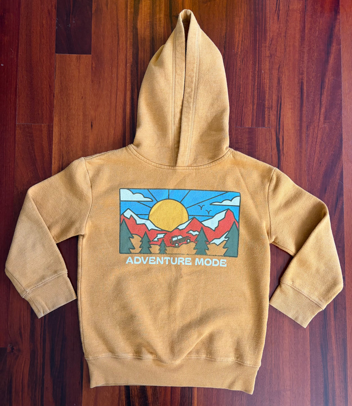 Adventure Mode - yellow hooded sweatshirt - size Youth - 6 (S)