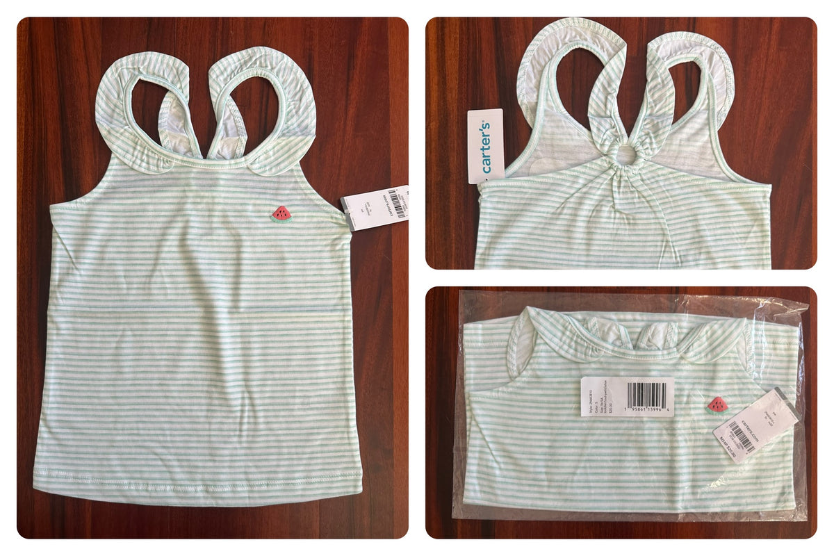 *NEW* green & white striped tank watermelon - size Toddler - 5T
