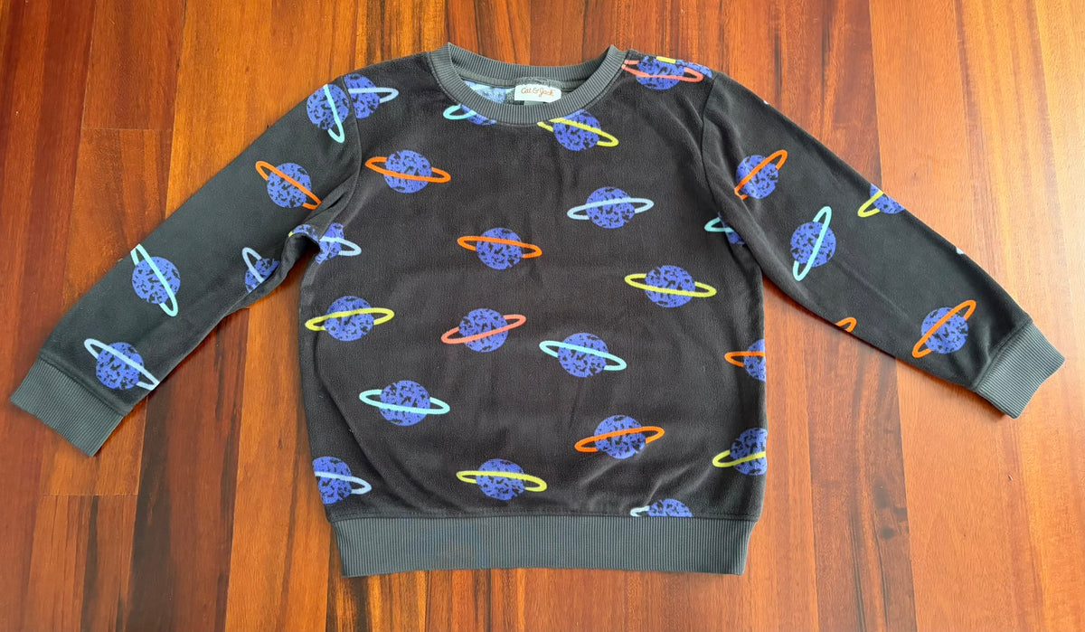 Cozy comfy micro fleece top - outer space planet - size Toddler - 5T