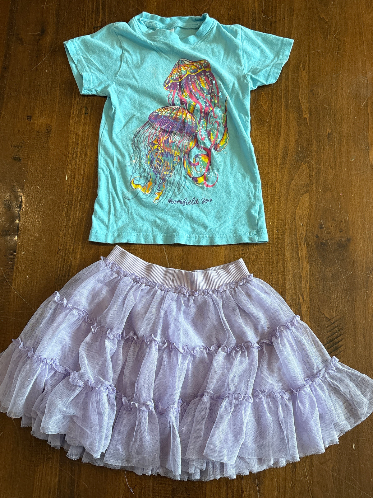 Purple Tulle Skirt and Turquoise Jellyfish SS - size Youth - 4 (XS)