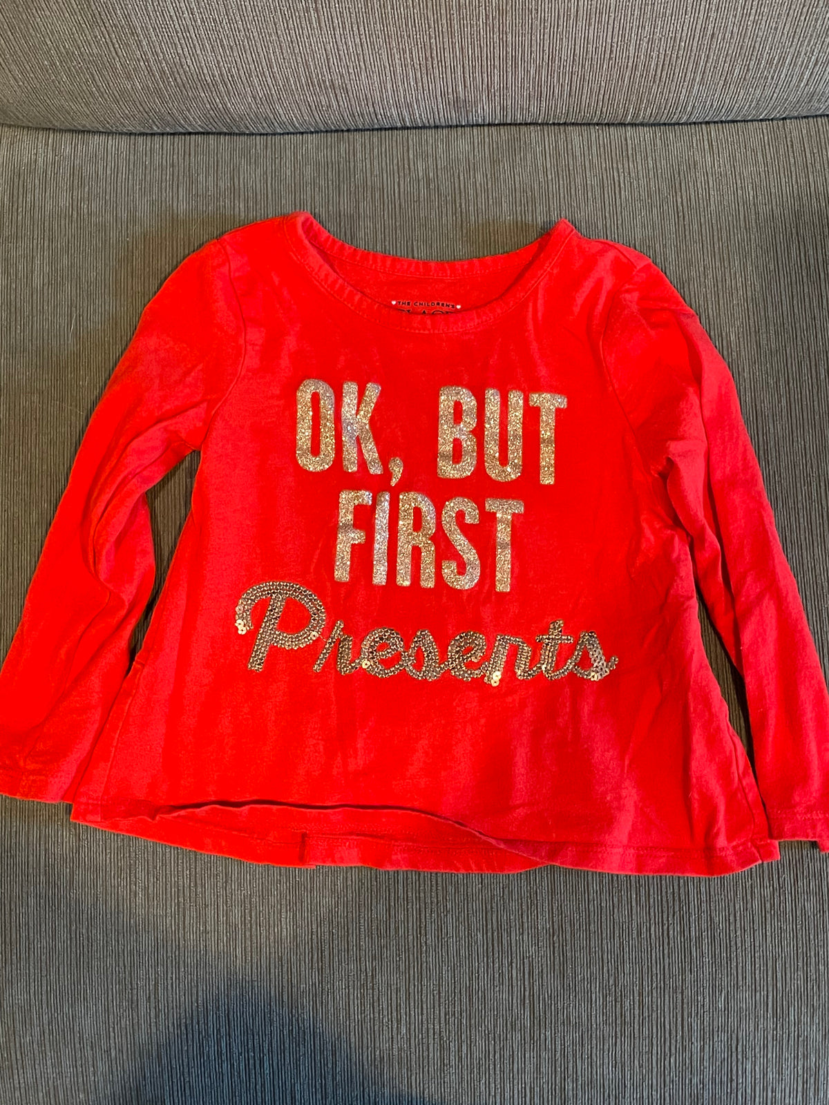 Children's Place LS Red Gold Sequins Holiday - size Toddler - 2T