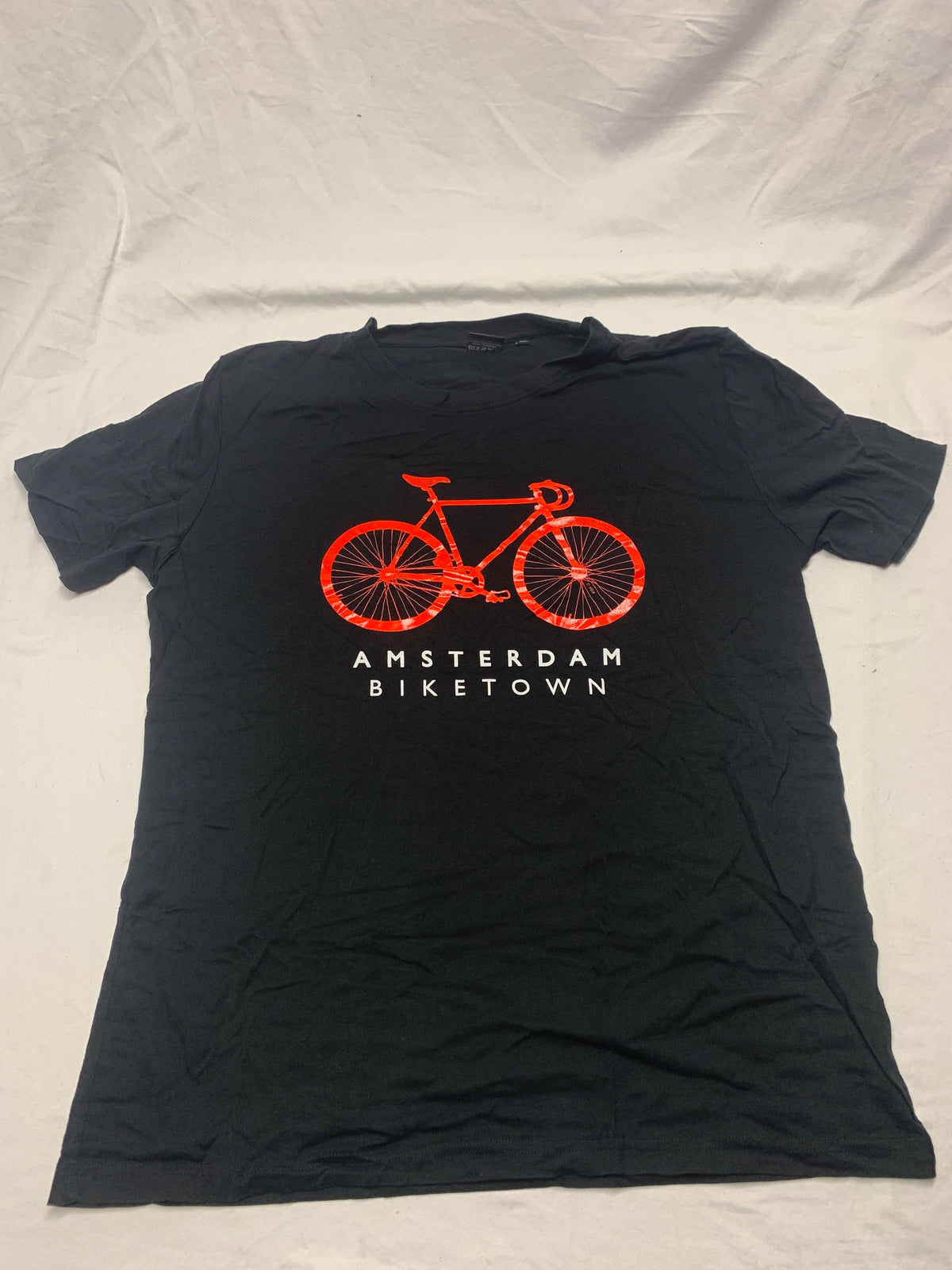 Amsterdam biketown black ss tshirt w/bike - size Teen/Men - XL (40-42)