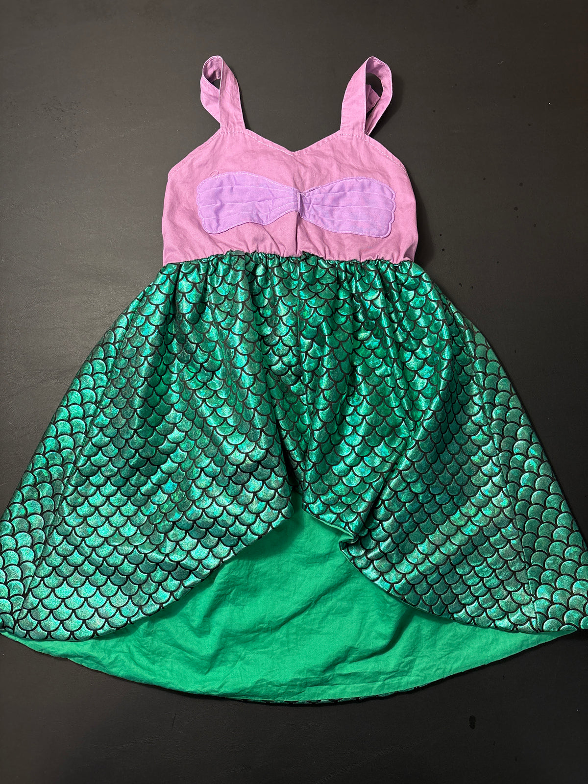 Ariel inspired tie back dress, high-low hem - size Youth - 5 (XS)