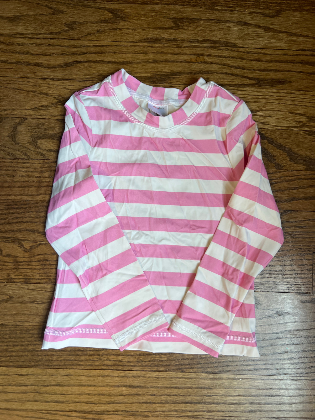 Hanna Anderson swim top Pink and white striped - size Youth - 4 (XS)