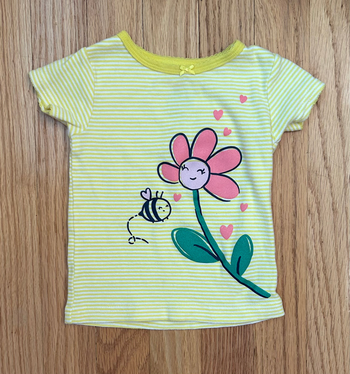 Carters Yellow Stripe Flower T Shirt (12M) - size Month - 9-12 / 12M