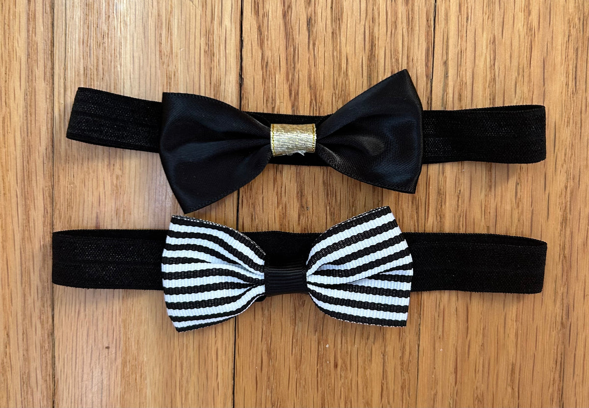 Black/White/Gold Infant Headbands (2), Like New - size Month - 0-12