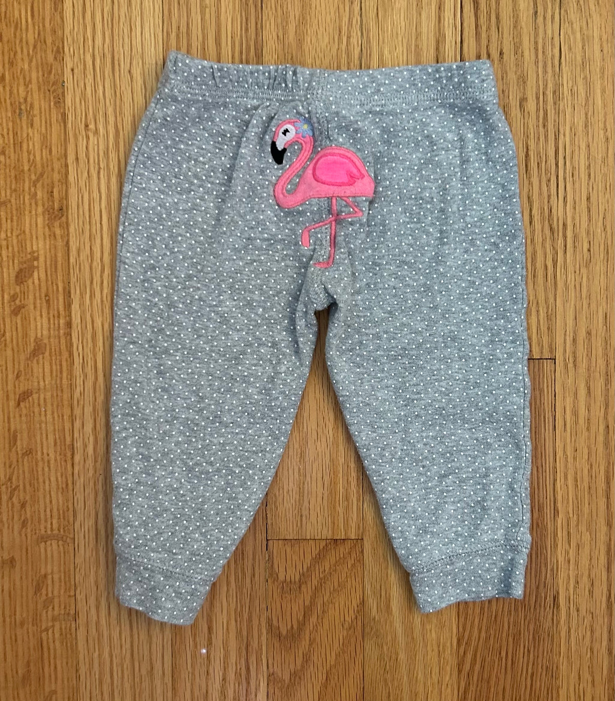Carters Flamingo Gray Polka Dot Pants (9M) - size Month - 6-9 / 9M