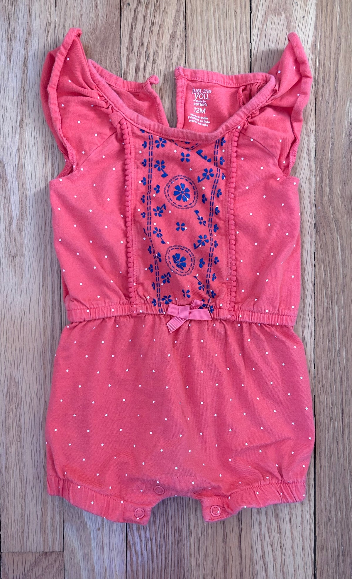 Carters Romper w/ Embroidery detail (12M) - size Month - 9-12 / 12M