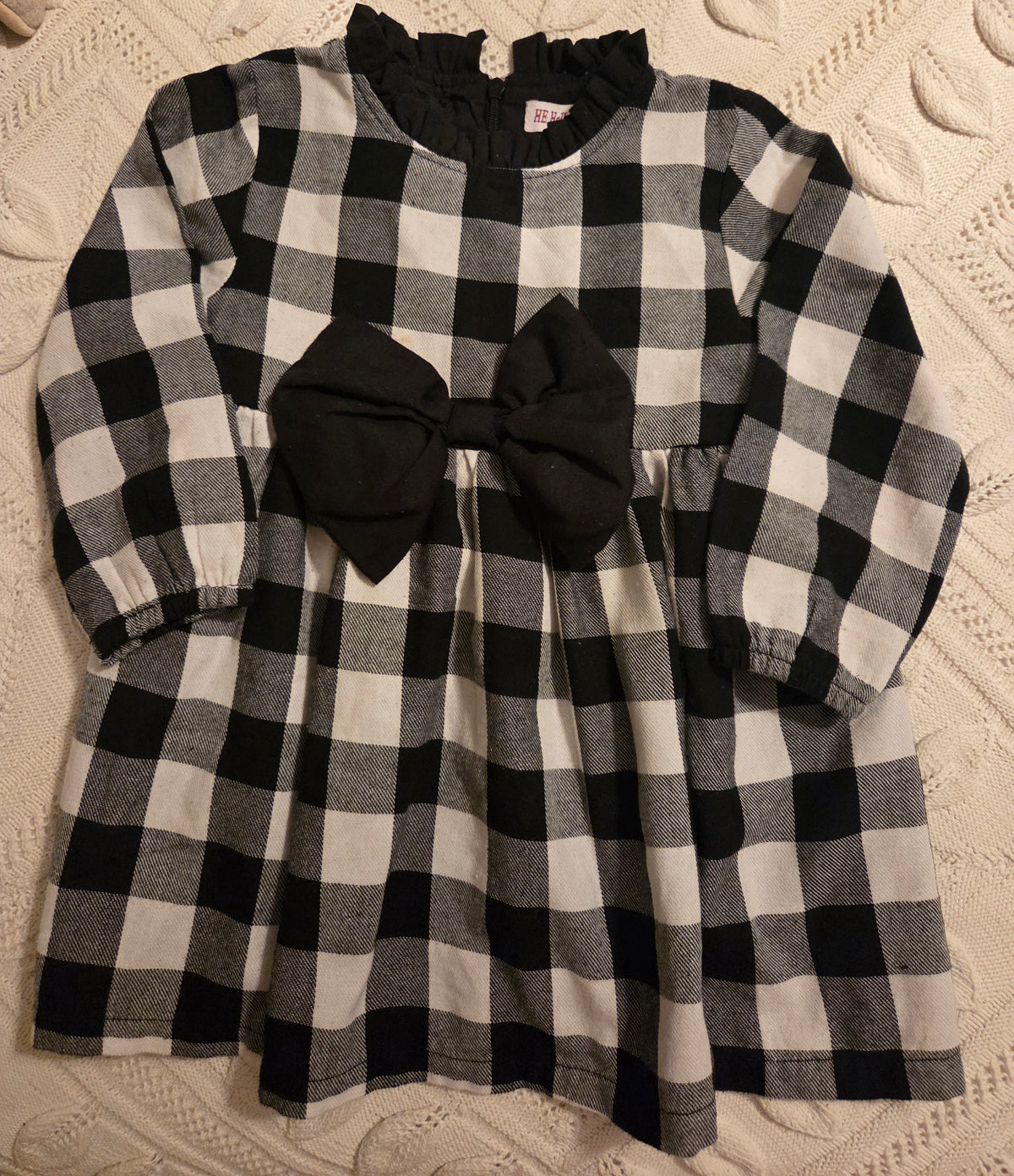 Black/white Check Dress Lined, zip open/close - size Toddler - 2T