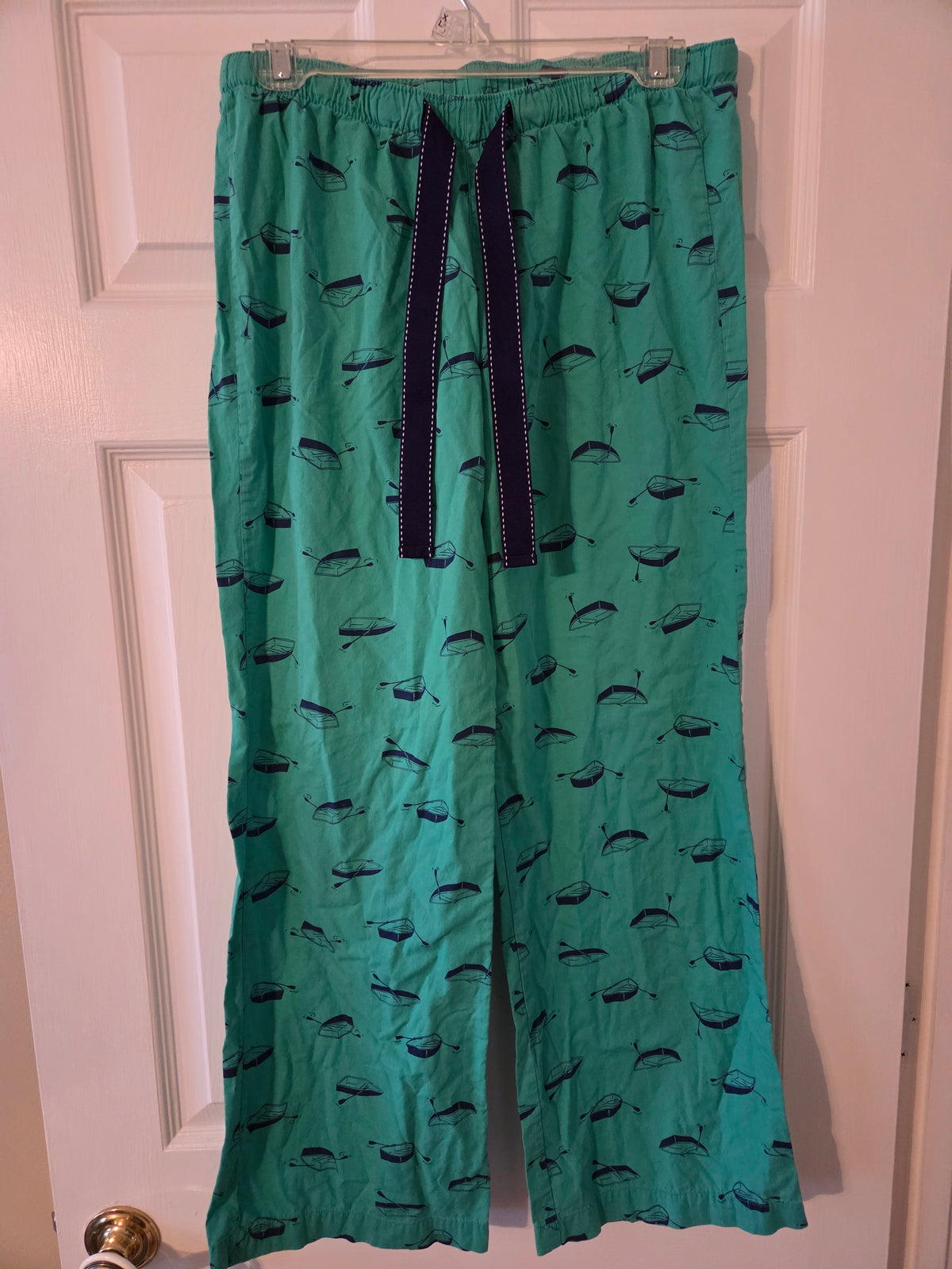 Old Navy Green PJ Pants Green w/navy row boats - size Teen/Men - XS (26-28)