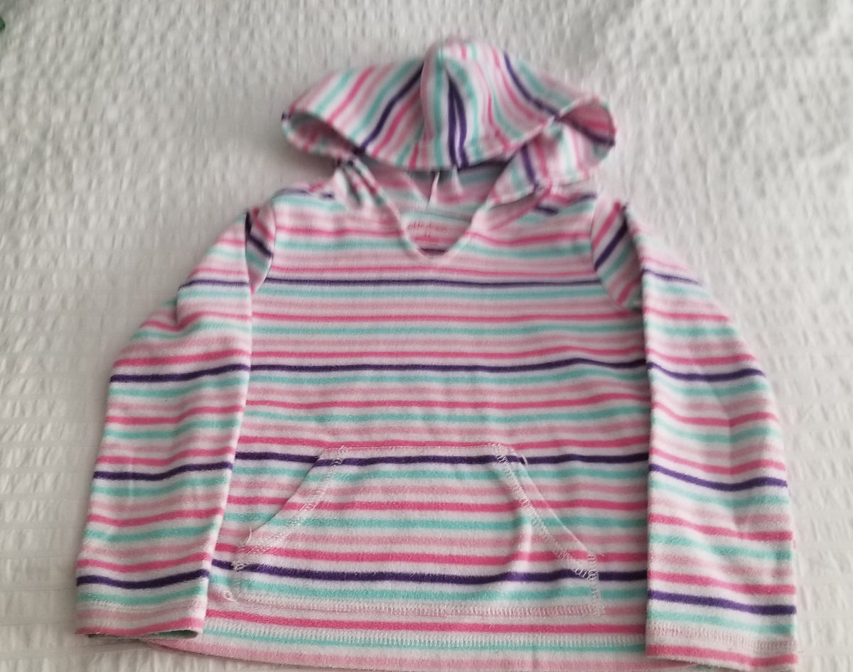 Okie Dokie Fleece top Pullover w/attached hood - size Youth - 4 (XS)